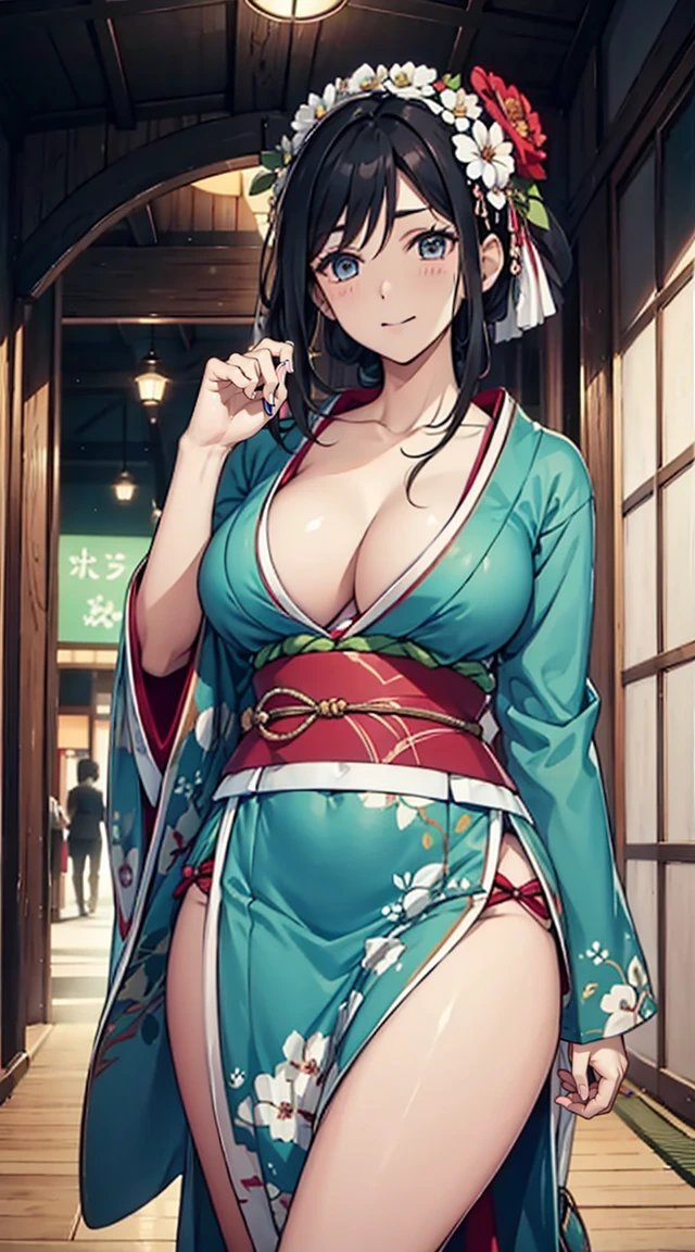 {{{{tmasterpiece}}}}, {{{ultra - detailed}}}, {{{High- sharpness}}}, {{Good anatomy}}, (((best qualtiy))), ((Very fine and beautiful)), {{Very detailed and sophisticated}}, {8k cg wallpaper}, {{illustratio}}, (with floral pattern:1.1),There are many patterns that appear on clothes..,(color difference:1.2),a beauty girl,gorgeous decoration,(Girl's face), (1girll:1), having fun,Enchanted,独奏, 花魁, (Japan clothes:1.2), (huge chest curve,the night,Movie Lighting,shine,Pose Seductive