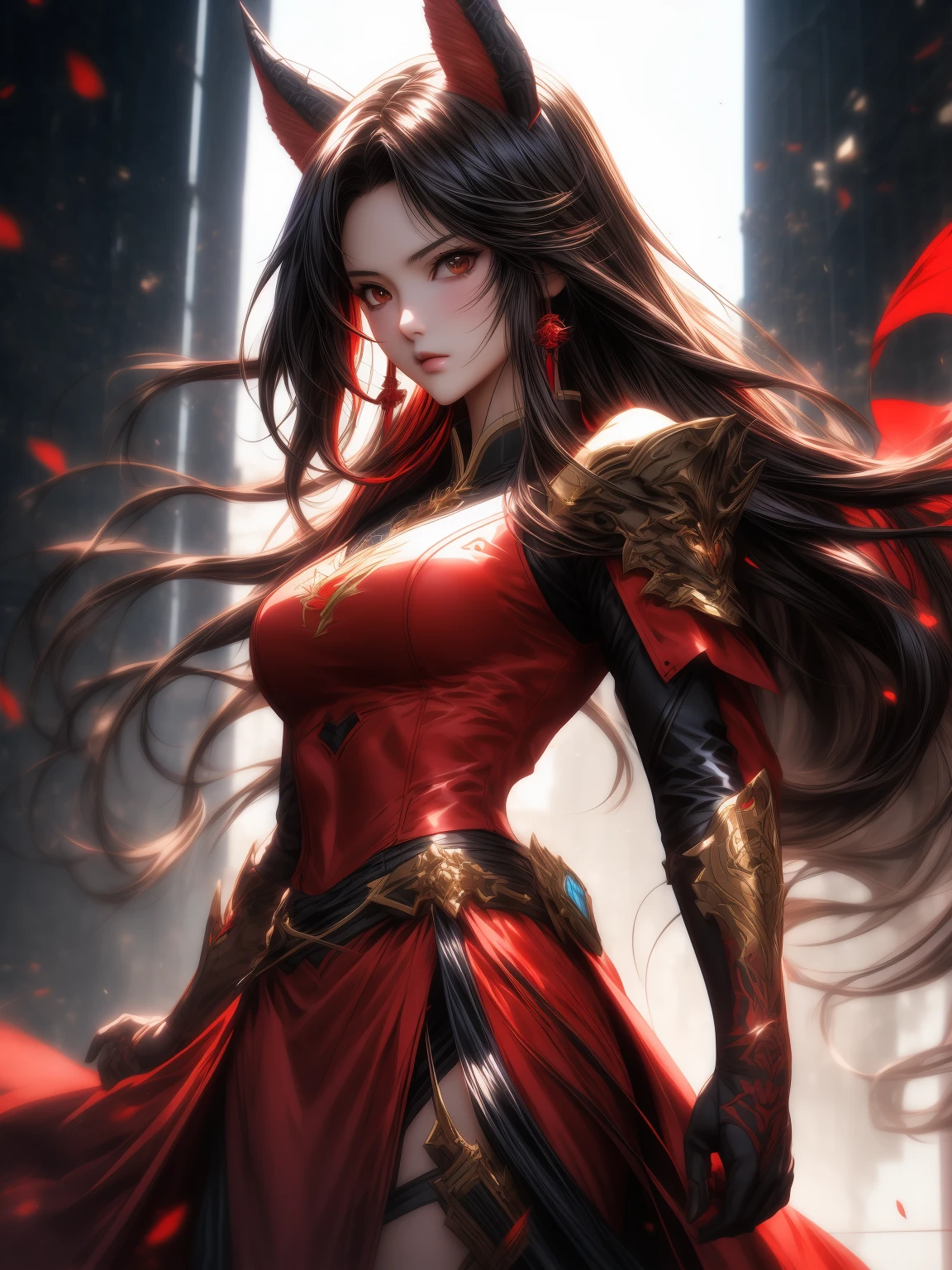 anime girl with dragon head and red dress with long hair, artgerm and ruan jia, ruan jia and artgerm, extremely detailed artgerm, artgerm. anime illustration, artgerm and rossdraws, by Yang J, artgerm detailed, style of artgerm, style artgerm, ig model | artgerm