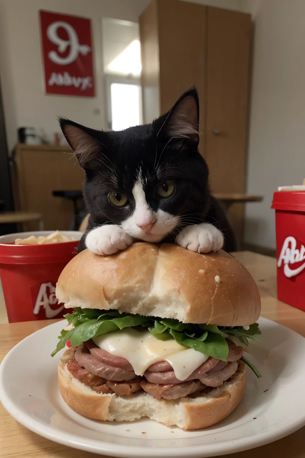 Cat in arbys sandwich