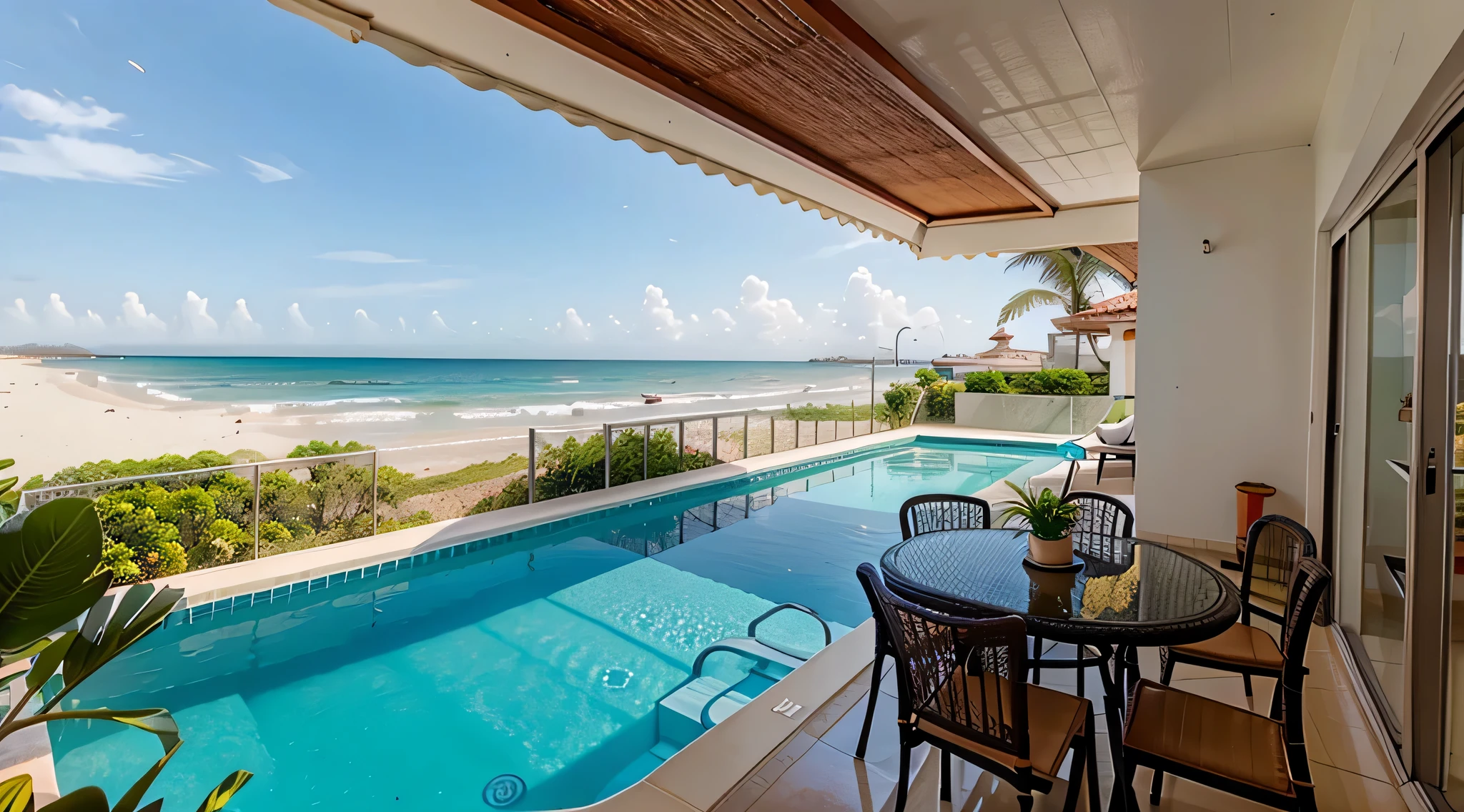 varanda de apartamento luxuoso com vista para praia