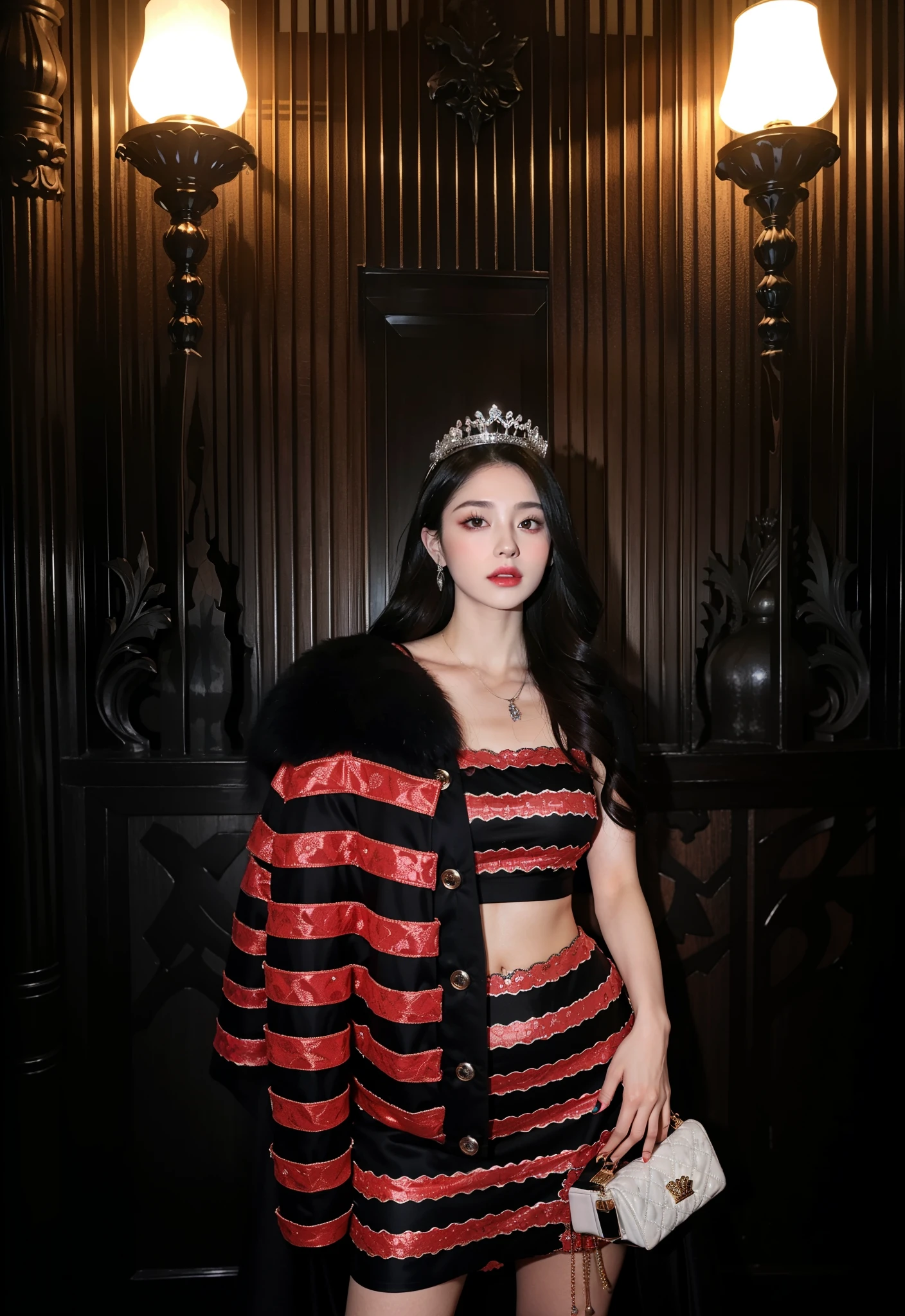 Imperial sister,詳細な目,Snow Queen,put the crown on your head,Detailed facial expressions,Ripe body,Tall figure,Number,legs long,4K,k hd,fleshy feeling,White translucent lace,Fair and plump figure,Nice face,Cherry small mouth,beautiful and delicious(3D royal sister),a plump buttocks,gloss gel coat,Vampire queen wears luxurious dress,Crystal Gem Crown,