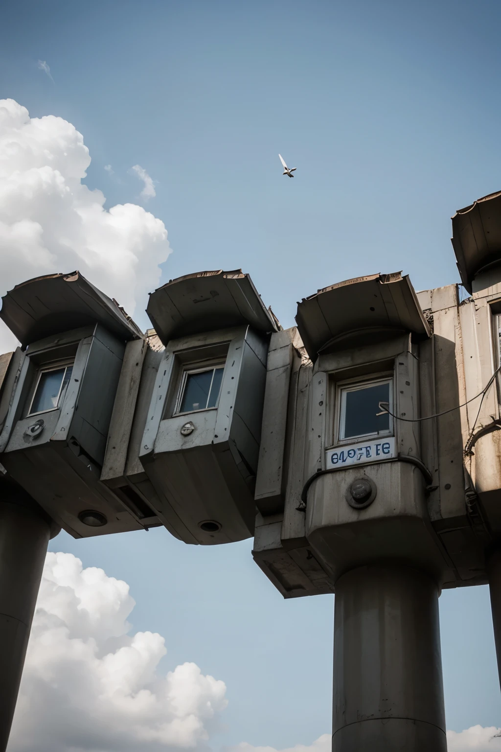 telephone poles, cloudy sky, Eastern Europe, brutalist architecture, a lot of buildings, 60th architecture, old buildings, Soviet