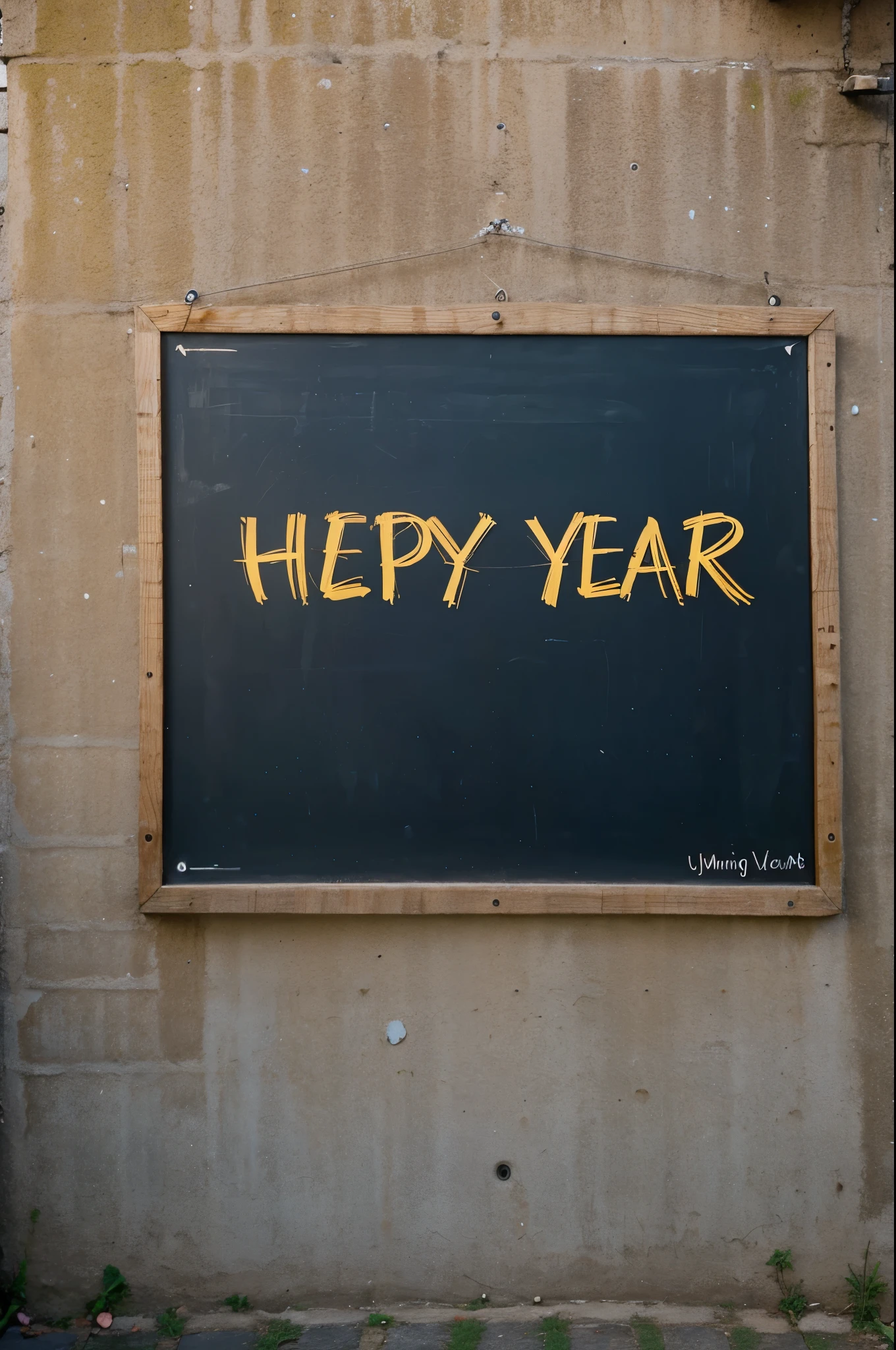 In a small village on the board is written happy new year to umar