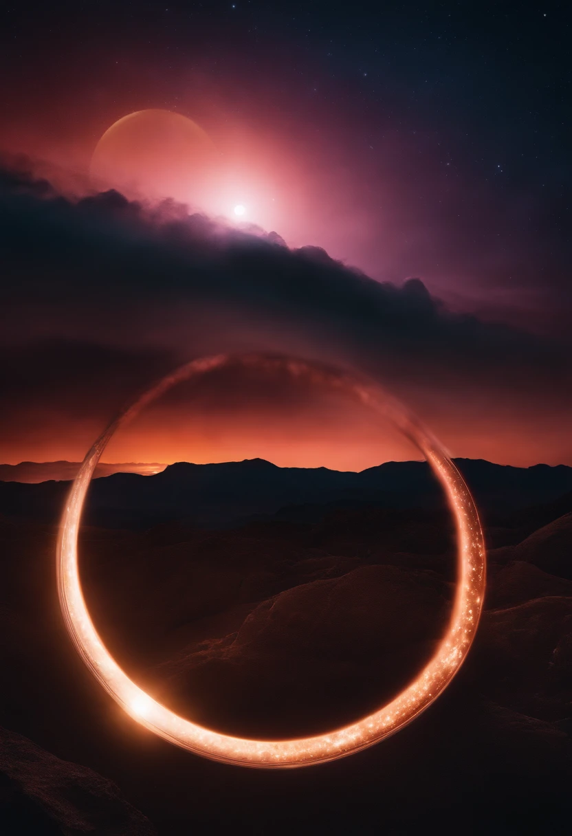a high-resolution shot of the neon planet and its rings during a celestial event, such as a meteor shower or solar eclipse, creating a dramatic and captivating scene
