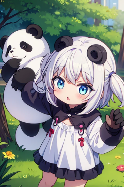 anime、A ********** wearing a panda costume、Cute pose