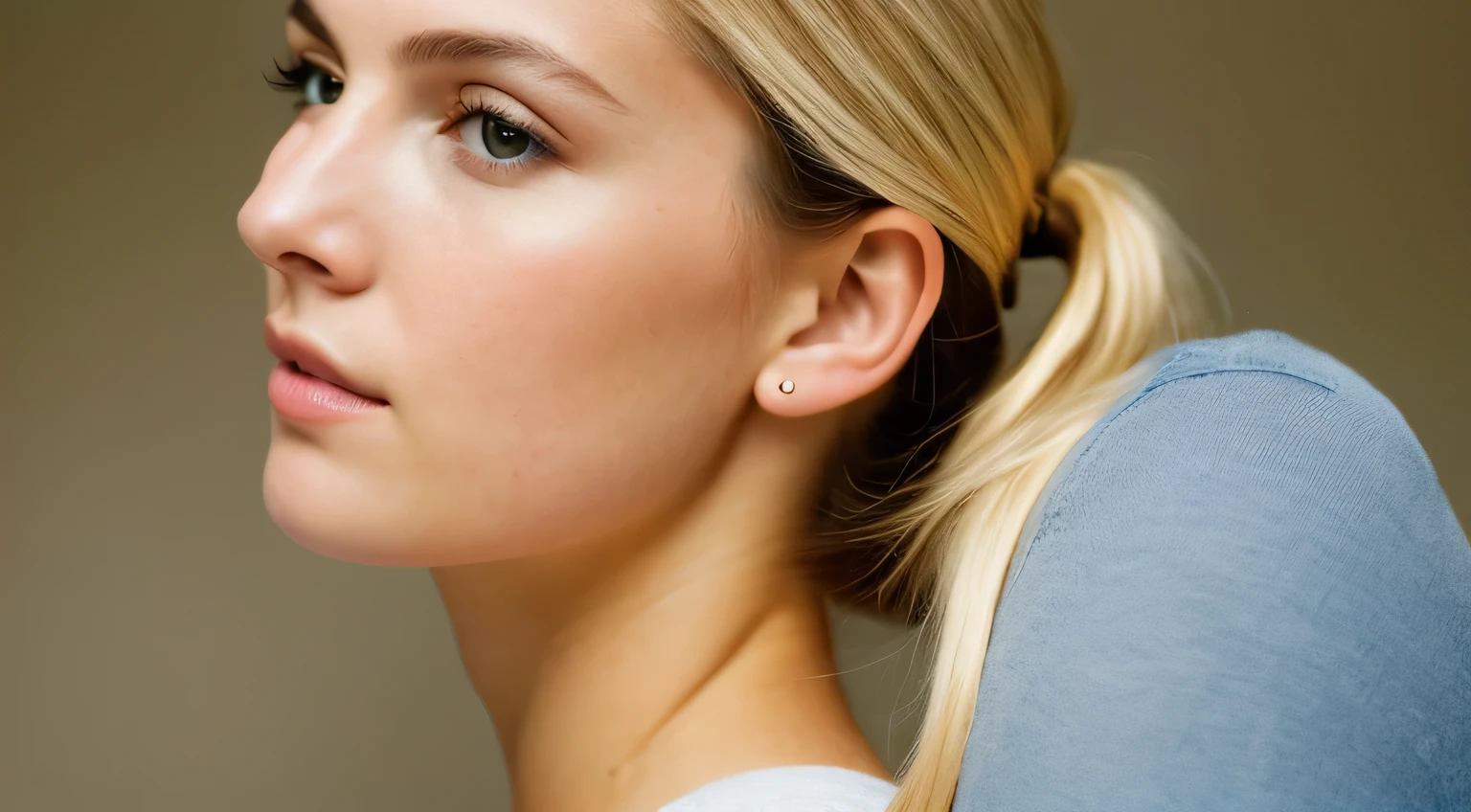 Angel, armor gold , Young blonde woman,Beautiful blonde woman dress blue, (masutepiece, Best Quality, High resolution:1.4), 1girl in, Angel, Texture of skin pores, Hair blonde, Pony tail, Ponytail Hairstyles HD , Photography, movie, movie-like, Full body, Realistic, (8K, Raw photo, Best Quality, masutepiece:1.2), (Realistic, photo-Realistic:1.33), Best Quality, Detailed eyes are blue, Cute,Natural lighting, depth of fields, Film grain, Wrinkled skin, sharp, detailed and Realistic portrait of a woman ,(hitornfreckles:0.5) , Outside, Wearing a blue T-shirt, stares at the camera, Chapped lips, soft Natural lighting, a portrait photo of, magical photography, Dramatic Lighting, photorealisim, Ultra-detailed, Intimate portrait composition, Leica 50mm,