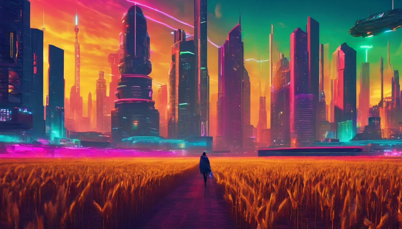a lifestyle shot of a person walking through a wheat field, surrounded by the tall stalks, capturing the sense of being immersed in the beauty of nature