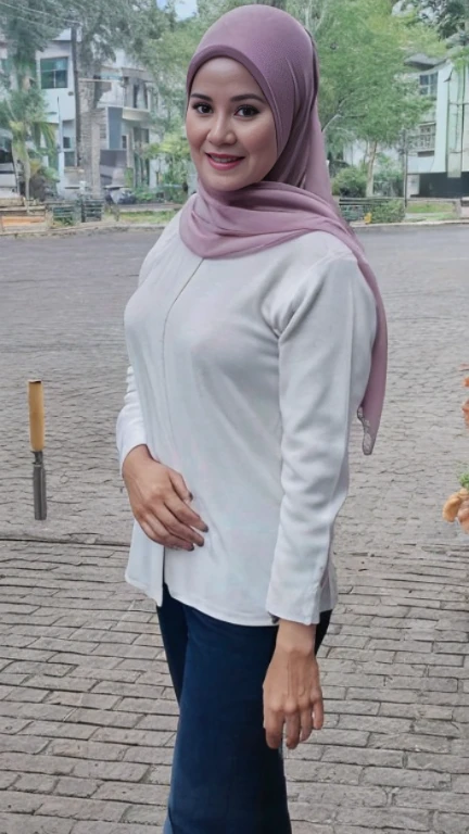 57 Years old, Female, Disco club owner, Hijab Indonesian Mature Woman, Wearing Casual dress, wearing Silver Lace, Realistic wrinkels face, realistic wrinkels breast, Realistic Ultra Gigantic Breast, Breast About to Burst out, PP cup Breast, Seducting Look. Full body, seductive body language, dildo, GIGANTIC breast,