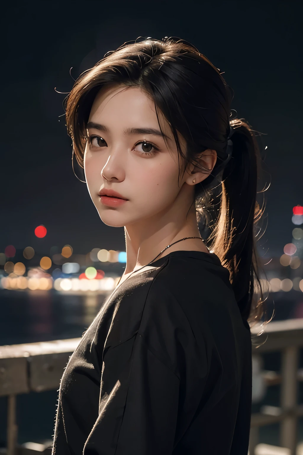 masterpiece, Best Quality, 8K, a full moon that fills the screen., 1 girl