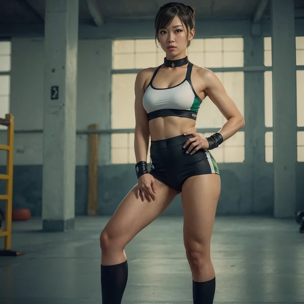 Chun Li, "rosto delicado, olhos verdes bem claros, bochechas rosadas, blonde hair, vestido floral, campo ensolarado, oil painting, ultra-detalhado, vivid colors, soft lighting, fotorrealista", cabelo com pontas vermelhas