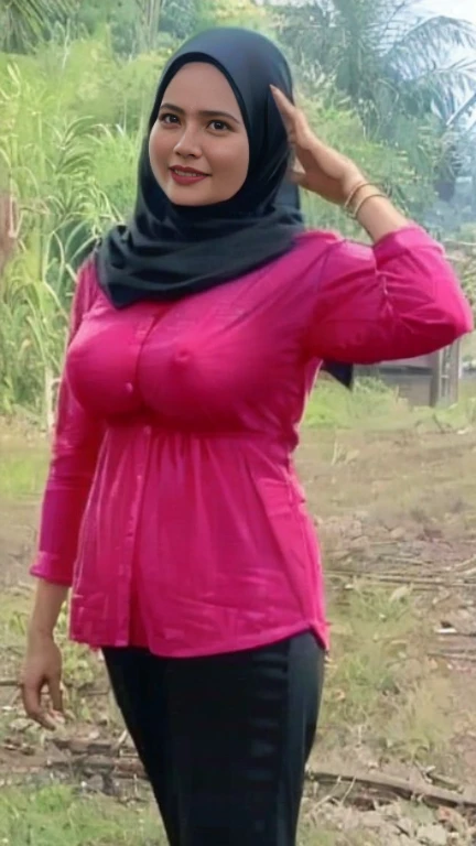 1 mature hijab woman, 24-years-old, naked, bed, straddling, real huge breasts :96.9, real nipples,