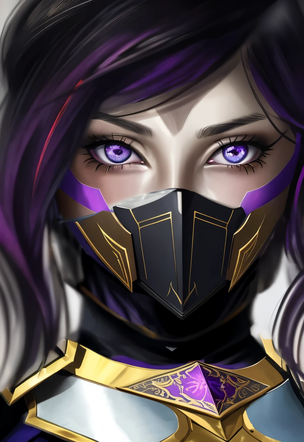 dark armor with gold and red mascare
