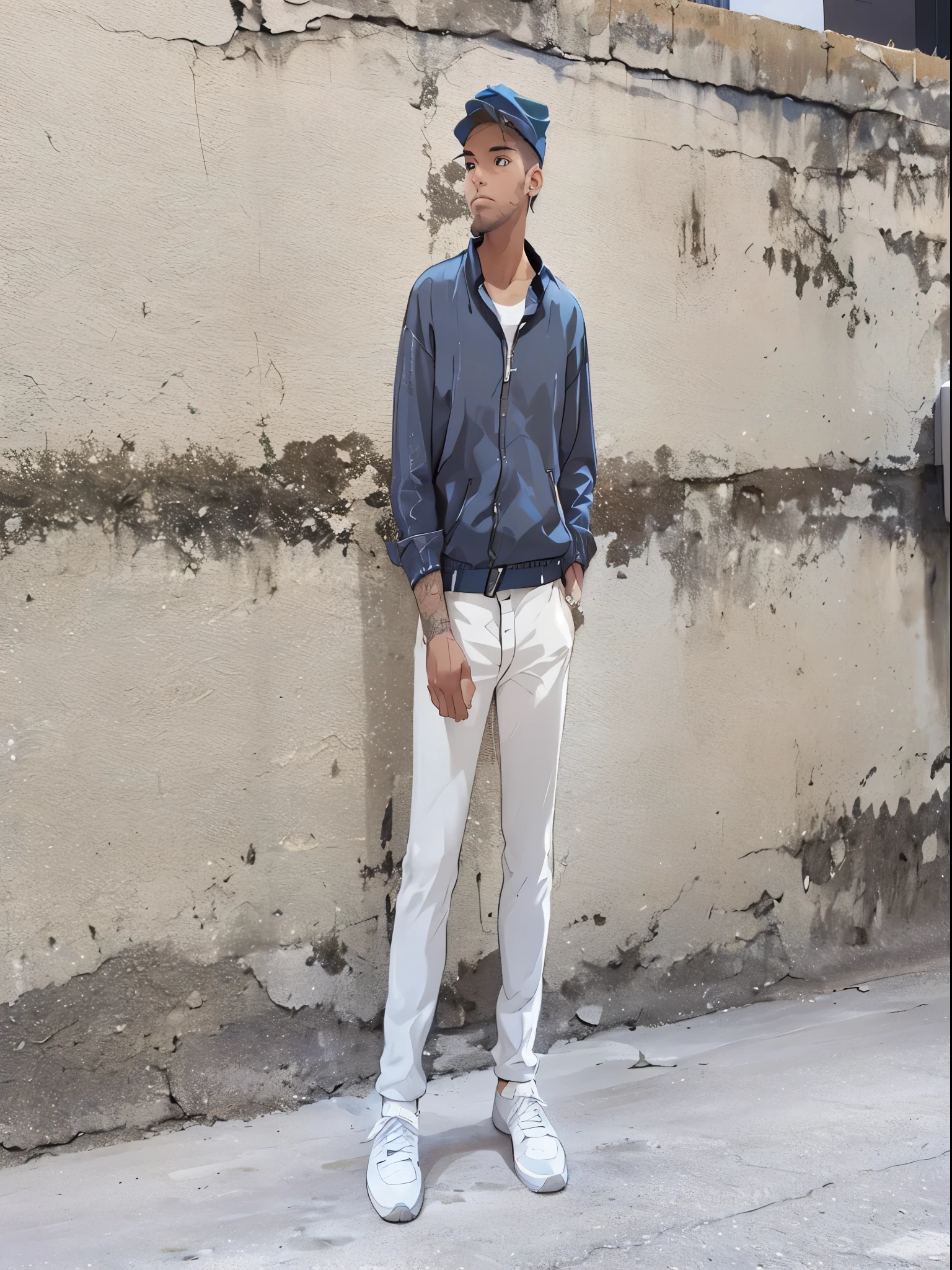 Create a 3D illustration of an animated character sitting casually on top of a social media logo Instagram. The character must wear casual modern clothing such as jeans jacket and sneakers shoes. The background of the image is a social media profile page with a user name The_shaz_pvt and a profile picture that match.
