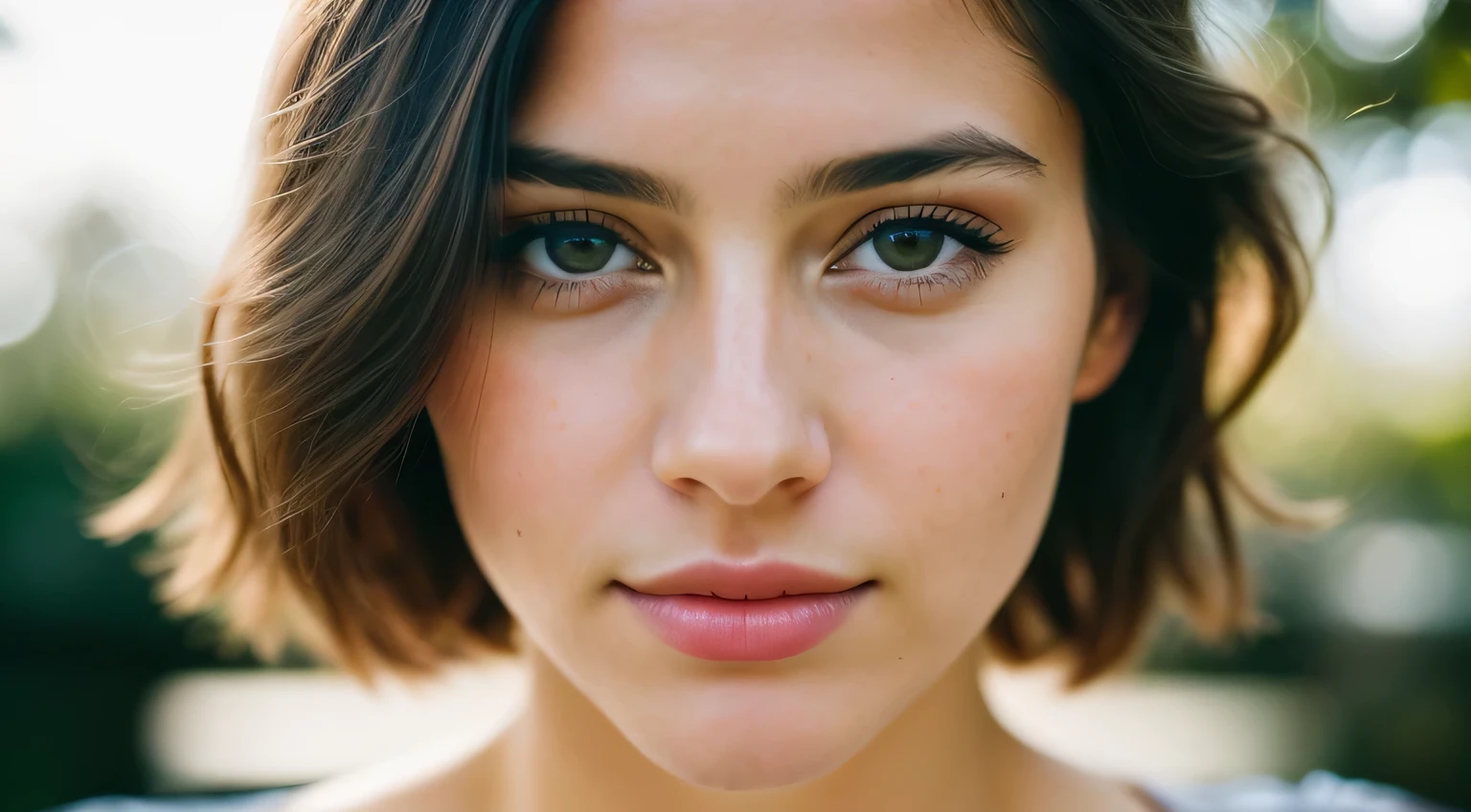 Smile, beautiful european model, Close-up shot of face only, 1 Girl with a beautiful face, Beautiful woman, (masutepiece, Best Quality, High resolution:1.4), 1girl in, Texture of skin pores, Photography, movie, movie, Full body, Realistic, (8K, Raw photo, Best Quality, masutepiece:1.2), (Realistic, photo-Realistic:1.33), Best Quality, Detailed eyes, Natural lighting, depth of fields, Film grain, sharp, detailed and Realistic portrait of a woman, stares at the camera, Chapped lips, soft Natural lighting, a portrait photo of, magical photography, Dramatic Lighting, photorealisim, Ultra-detailed, Intimate portrait composition, Leica 50mm,