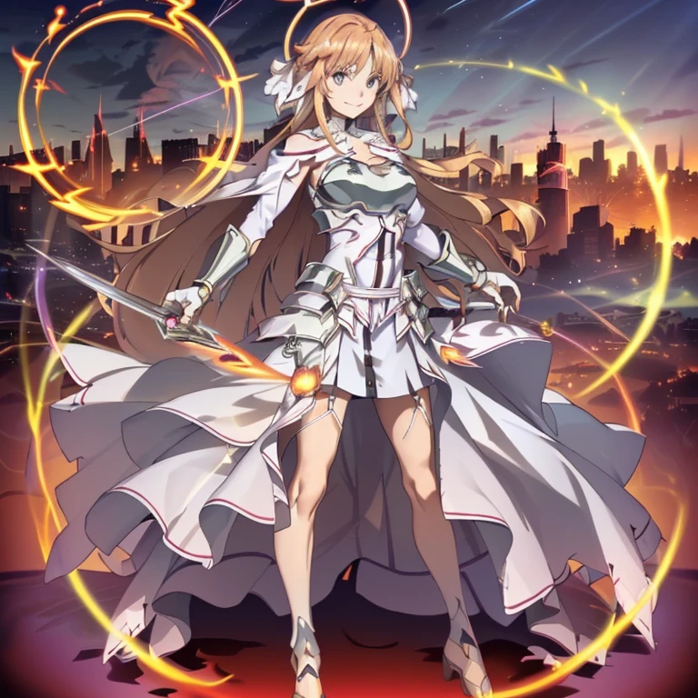 1GIRL BLACK KNIGHT BLONDE WAVE LONG HAIR (FACE-MATURE) (FACE-MATURE)) ((HOLD_EYES)) ((27 years old)) ((full body shot)) ((Standing)) ((Hold a sword)) ((Black_coloring full metal armor)) ((knight fur_cloak)) ((Hugh breast)) ((light smile)), fantasy game style frame,
from the body (dark flame: 1.3), burn circle, (clear and heavy)), (burn the sky, vortex of fire, fire magic: 1.5)), hand of fire, ((melt and mix: 1.5)), (flame and burning: 1.3)), black fog, wind, ( (fusion of flame and hair: 1.3)), weightlessness, eddy, (burn eddy effect: 1.5), (round flame background: 1.5), (round frame: 1.4), (huge halo: 1.4), (flame blast: 1.3), (electric current, magic circle , Explosive Lightning: 1.5), (revolve round: 1.5), (lightning effect: 1.5), blue sky, group of buildings,1contrail, (cityscape: 1.5), warm light, the top of the hill, (Overlooking the cityscape: 1.5), ( scenery: 1.5), (Looking down on the city from the roof of a building: 1.3),
(BODY ON THE LIGHTNING: 1.3)
(Electric Current, Magic Circle, Explosive Lightning: 1.5), (Revolve Round: 1.5), (Goddess: 1.3), (Lightning Effect: 1.5),