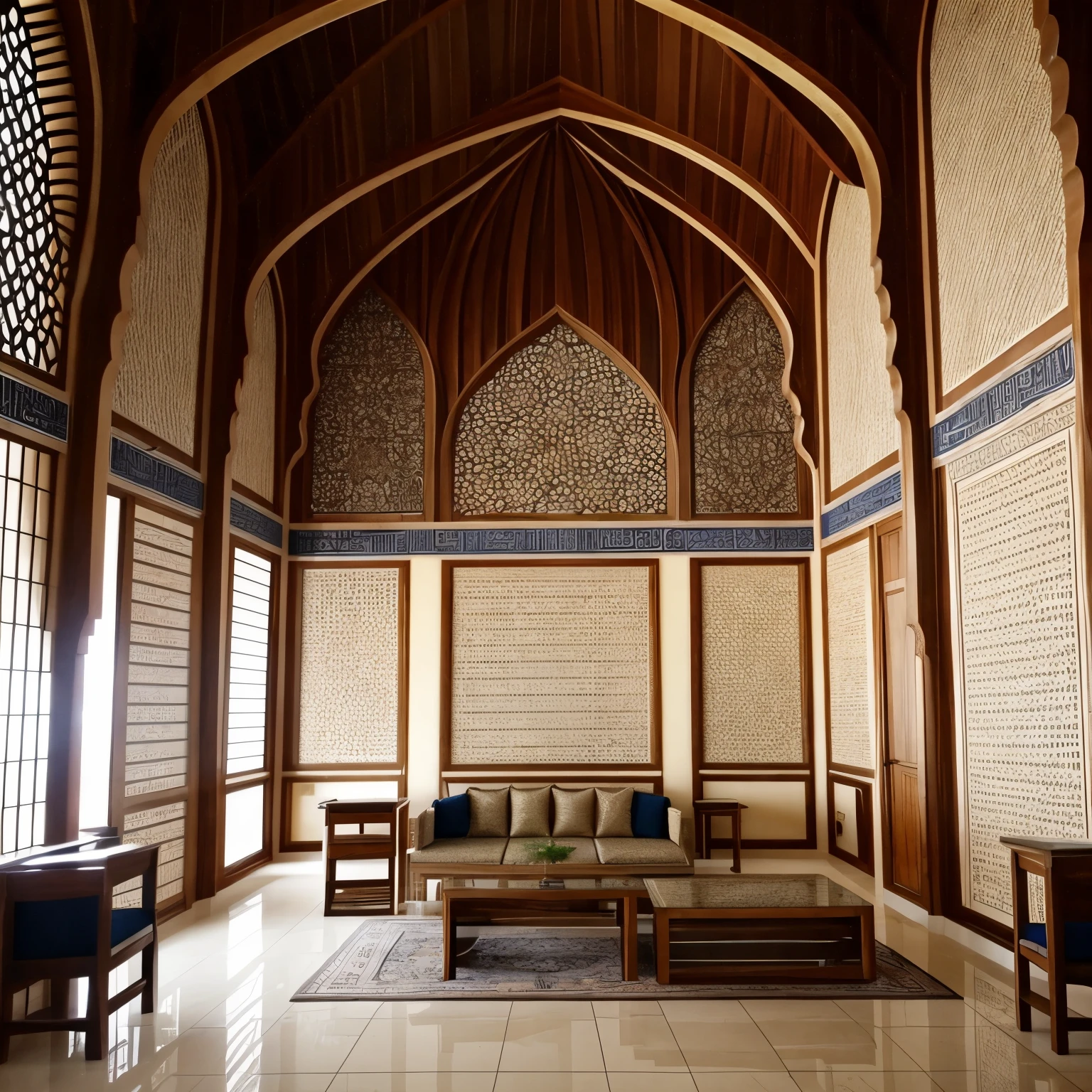 Interior shot of some workshops at modern islamic style.