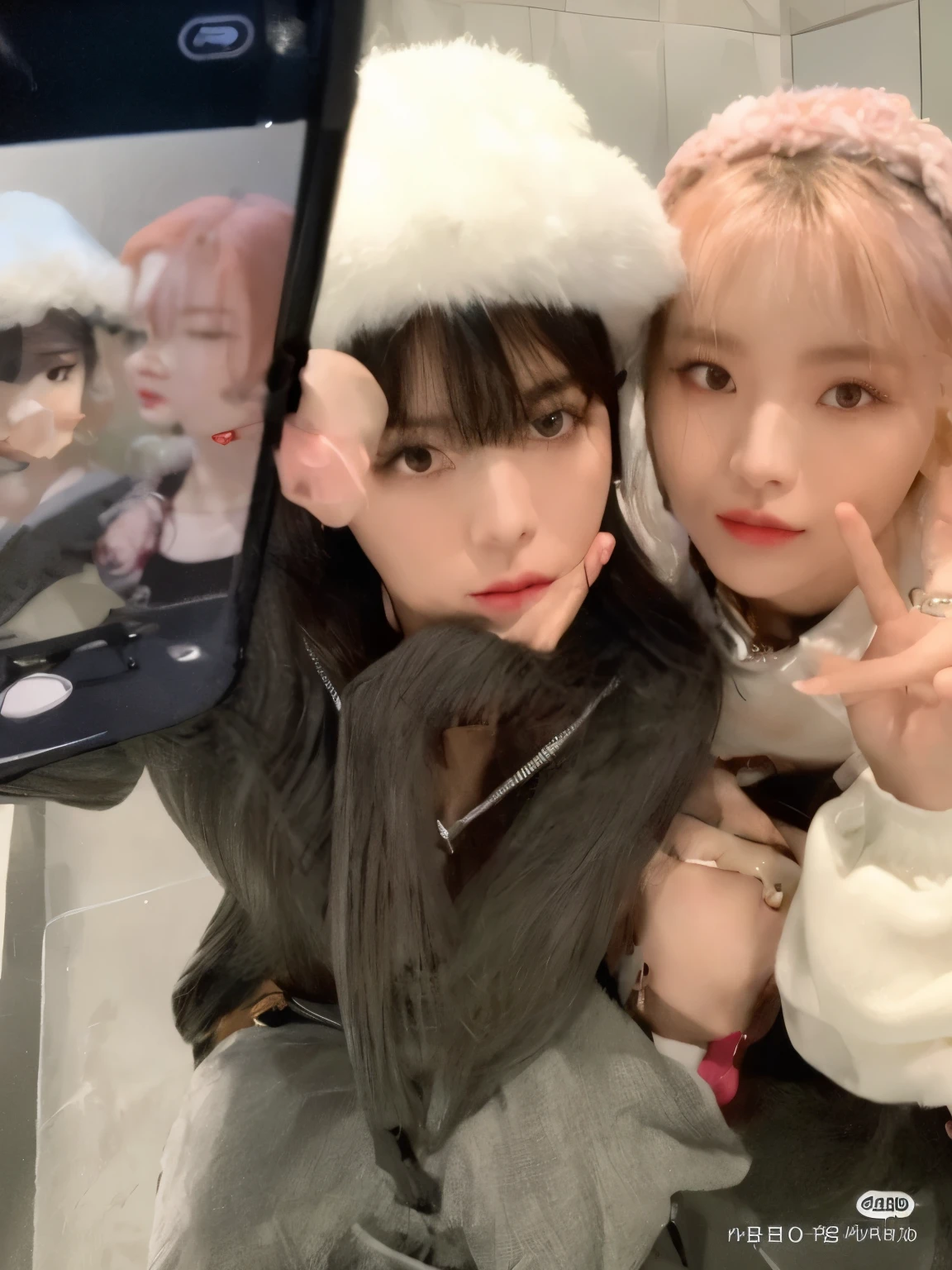Two Asian women posing for a photo with black background., Lalisa Manobal, Nixeu y Sakimichan, ulzzang, rosa negro jennie, lalisa manoban of rosa negro, Ella tiene el pelo negro con flequillo, jossi of rosa negro, Ambos tienen los labios rojos, foto de perfil, con negro, 韓国アイドル, rosa negro, roseanne park of rosa negro