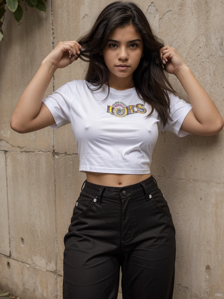 18-year-old Latin girl, manos perfectas, La mejor calidad, obra maestra, camisa y pantalones negros