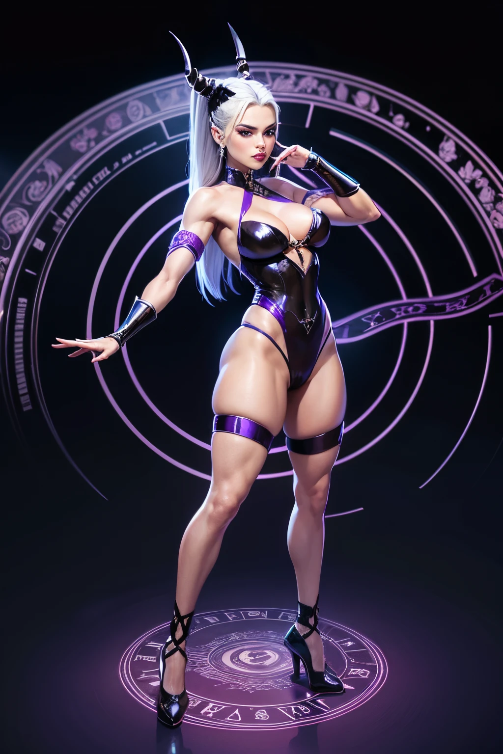 Sindel sexy MK full body standing in magic circle, Beautiful