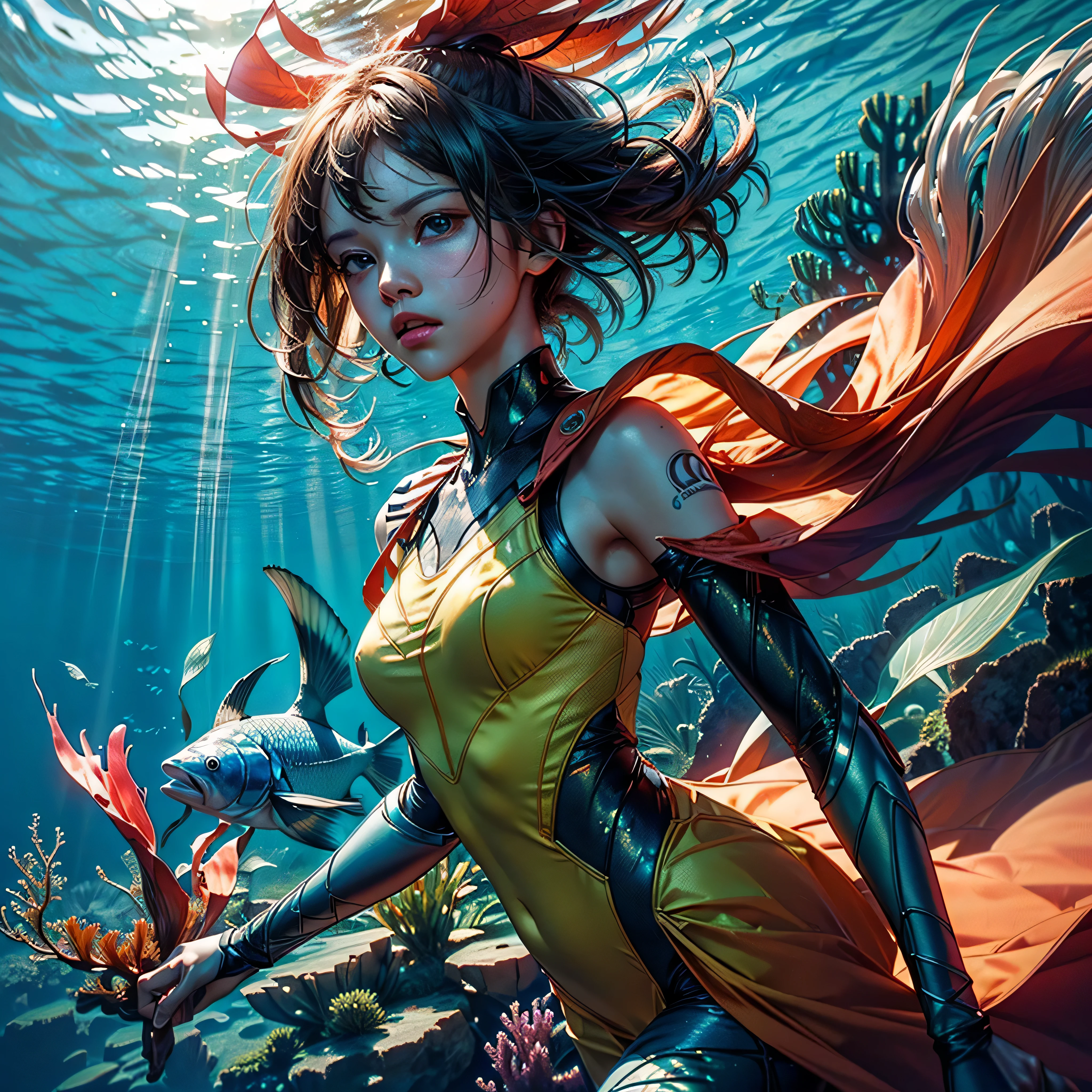 (((masterpiece))),(((best quality))),((ultra-detailed)),((underwater)),(illustration),(beautiful detailed water),((coral)),open tuck,((extremely delicate and beautiful girls)),dynamic angle,floating,(beautiful detailed eyes),(detailed light),(),floating hair,glowing eyes,(splash),underwater),((fishelack hair,green right eye,iceblue left eye,very long white dress,feather,nature,(sunlight),(underwater forest),(painting),(bloom),(detailed glow),(drenched),seaweed,fish,(((Tyndall effect))),face to face deep path equirectangular ultra_photo-realistic meticulously intricate ultra_high-details ultra_high-quality ultra_high-def ultra_high-res optimal ultra_sharpness focus perfection accurate global illumination volumetric Cinematic_Sunlight Lightning contrast cgi vfx sfx reflex Octane_rendered extreme improved radiant graduated UHD XT3 DSLR HDR romm rgb pbr 3dcg fxaa blu-ray vivid colors-coded backlight frontlight anti-aliasing fkaa txaa rtx ssao opengl-shaders glsl-shaders post-processing post-production cell-shading tone-mapping luminescence Crystalline varies multi etc. --s 1000 --c 20 --q 20 --chaos 100