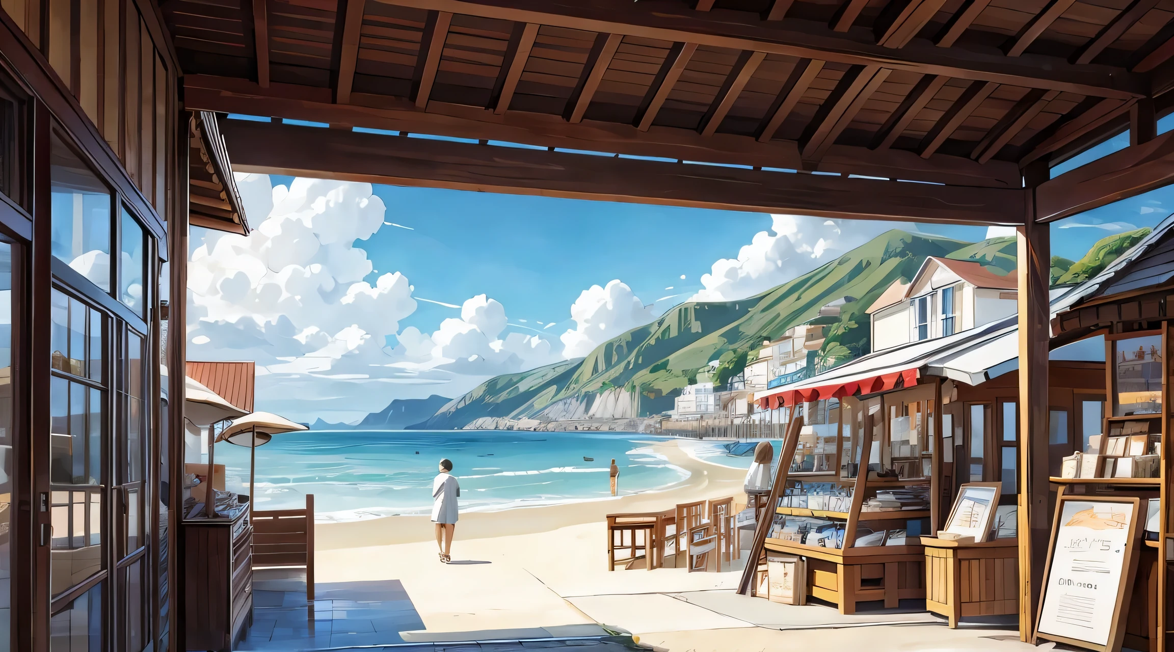 souvenir shop by the sea, landscape