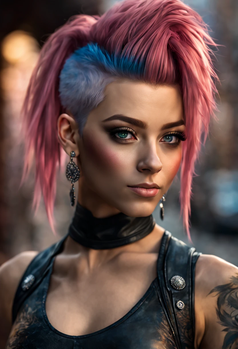 (RAW,, Nikon Z 14mm ultra-wide angle lens, award-winning glamour photography, ((best quality)), ((masterpiece)), ((realistic)), skin pores, subsurface scattering, radiant light rays, high resolution, detailed facial features, high detail, sharp, smooth, aesthetic, extremely detailed focutremely detailed eyes, extremely detailed iritremely detailed hair, extremely detailed skin, extremely detailed clothing, octane rendering, photorealistic, realistic, post-processing, maximum detail, realistic shadows, roughness, natural skin texture, real life, ultra-realistic, photorealism, photography, 8k UHD, photography, HDR, intricate, elegant, highly detailed, sharp focus, stunning, beautiful, beautiful), (masterpiece: 1.2), (best quality: 1.2), perfect eyes, perfect face, volumetric lighting, 1girl, young woman, punk, mohawk, shredded clothes, tattoos, smile, paint, graffiti, environment, pink hair, blue eyes, fingerless gloves, t-shirt, leather pants, detailed background of the alley
cancel