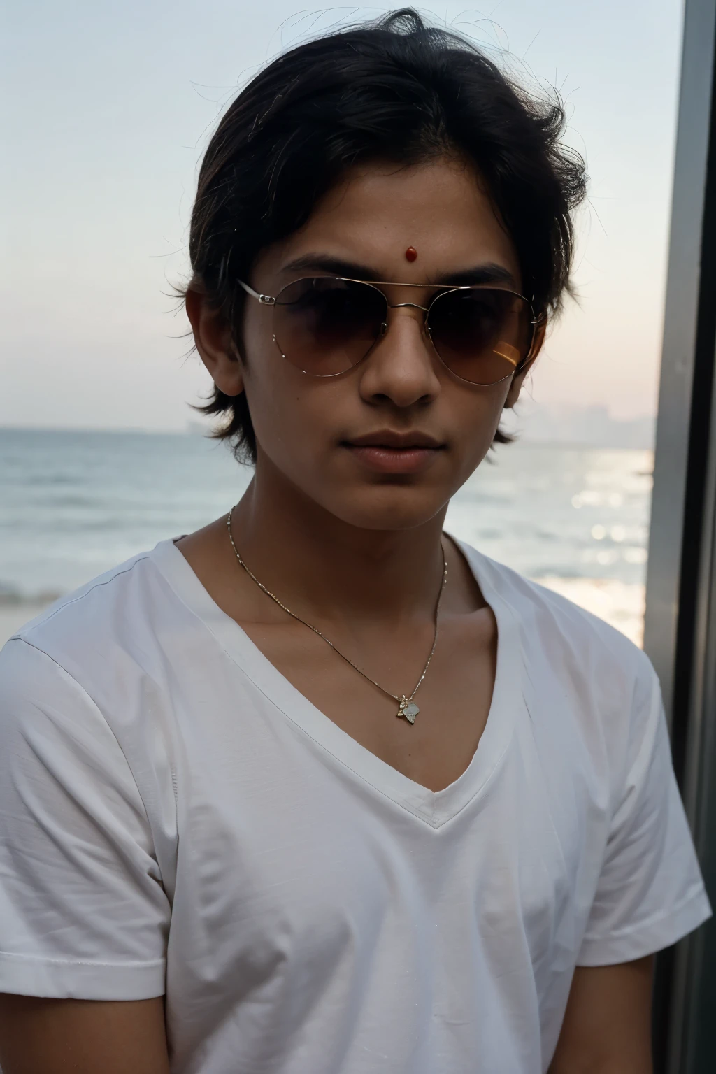 A hindu smart boy sun glass 22yrs without Tilak