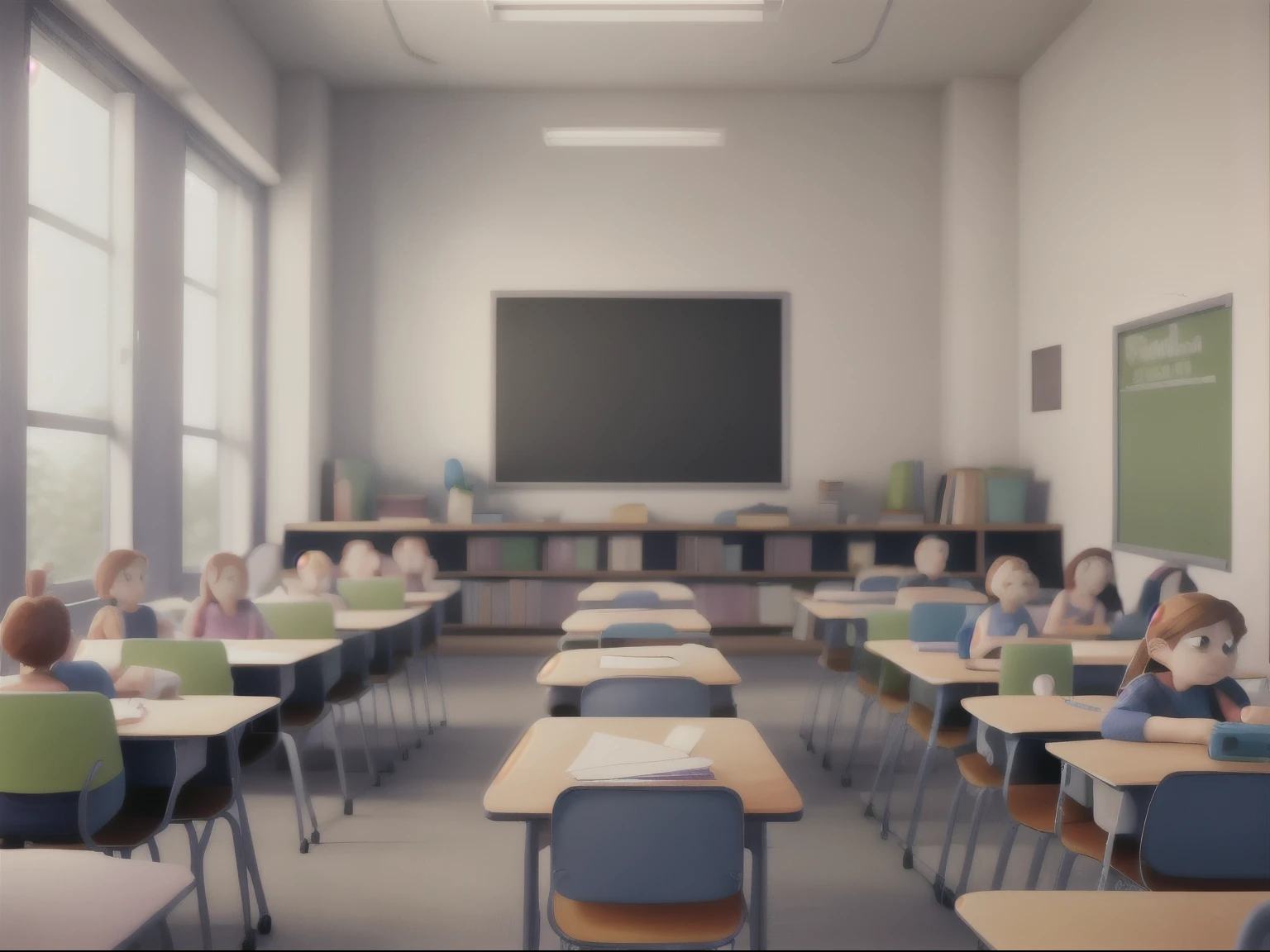 Pixar inspired empty classroom