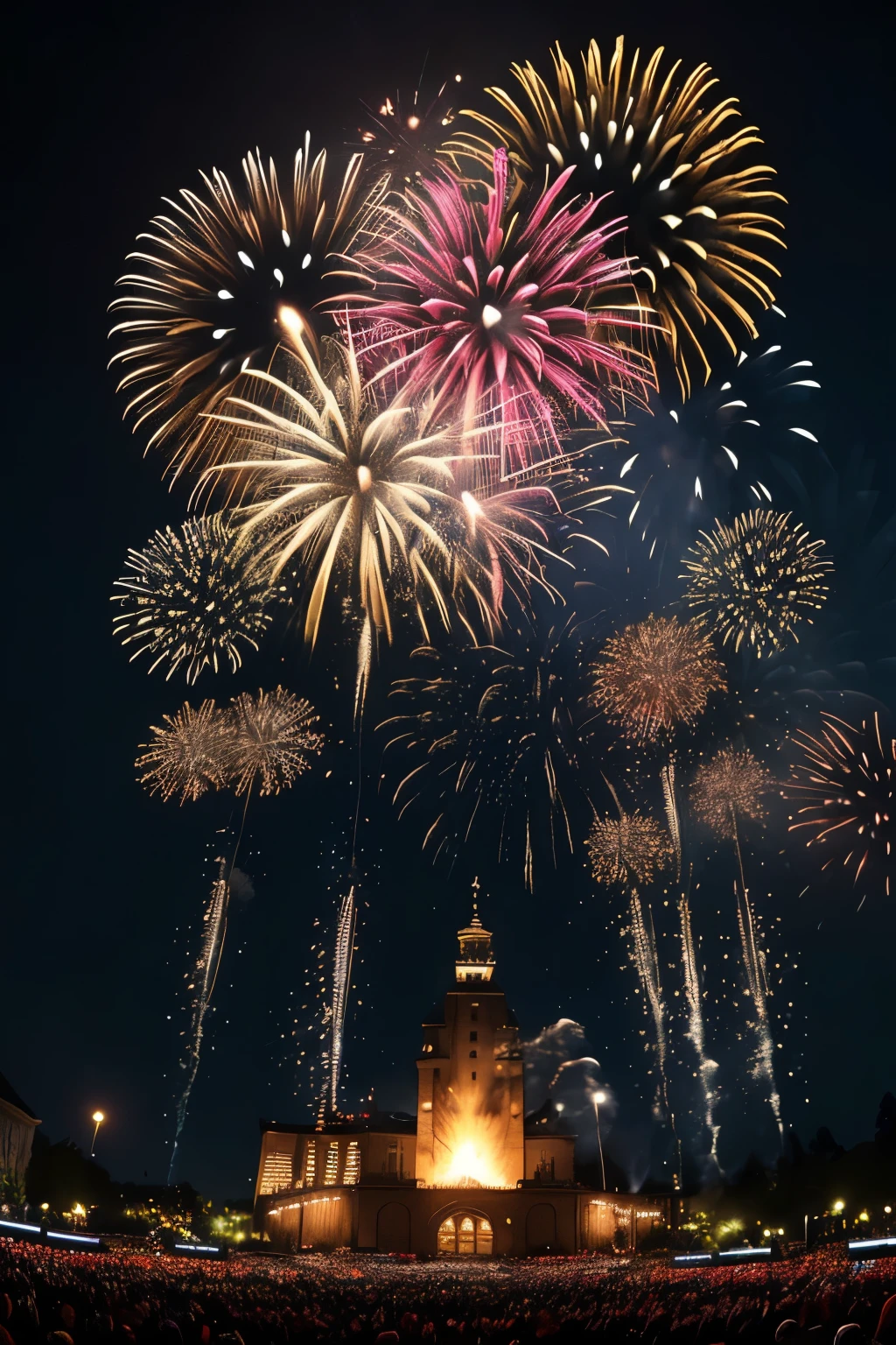 ((best quality)), ((Meisterwerk)), (Detailliert), Till Lindemann, Happy new Year 2024, Fire, Firework, dark City, Hell