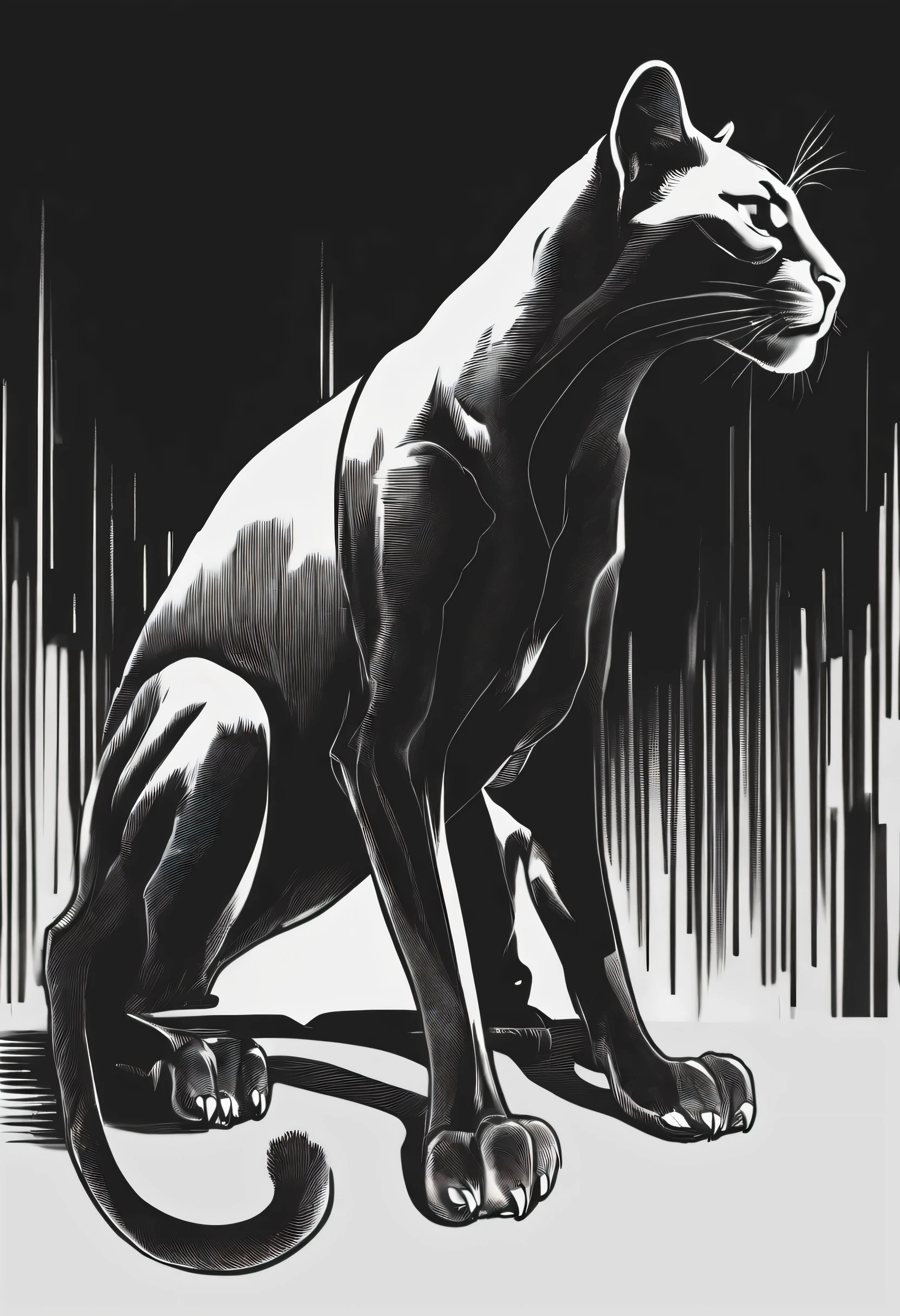 El puma negro de tres ojos listo para atacar, icono mono glifo negro
