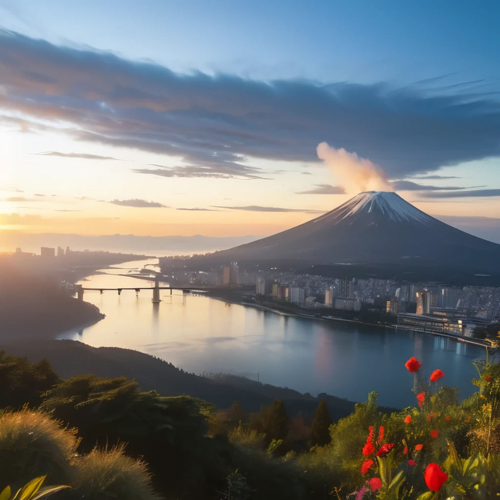 Sunrise、Mt fuji、From the air、fantastic landscape、Photogenic reality