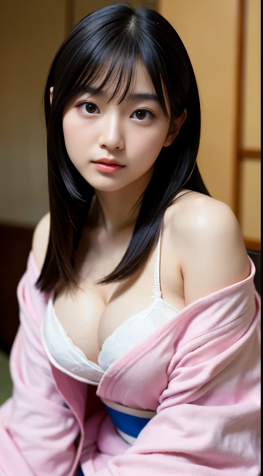 (BEST-QUALITY, MASTERPIECE, ULTRA-HIGH-RESOLUTION, (PHOTOREALISTIC:1.4), RAW-PHOTO, ULTRA DETAILED, PERFECT-ANATOMY),
from above, 1girl, 20-years-old, the most popular Japanese actress, completely drunk and high on illegal drugs, wearing only colorful Japanese-KIMONO, sitting in SEIZA, looking at viewer, extremely beautiful face like a Japanese famous actress, (extremely beautiful big-black-eyes, extremely beautiful black-solid-circle-eyes), extremely beautiful and extremely realistic skins, extremely beautiful hair, extremely beautiful body