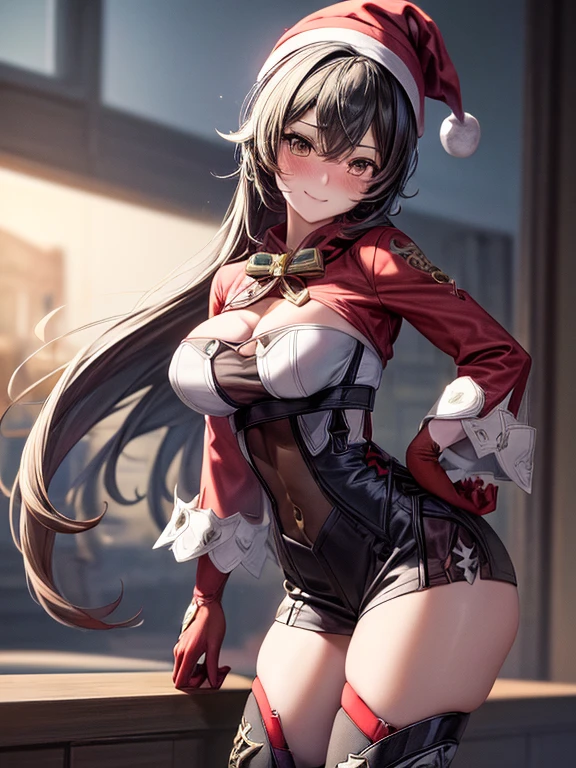 ((masutepiece, Best Quality, hight resolution, Perfect Pixel, 4K)), multiple girls, 2girls, full body seen, ((Beautiful eyelashes, Realistic eyes)), ((Detailed face, Blushing:1.2)), ((Smooth texture:0.75, Realistic texture:0.65, Photorealistic:1.1, Anime CG style)), Dynamic Angle, Perfect body, ((Santa Claus Costume, Red knitted hat, red and white off shoulder sweater, red and white flared skirt, Black garter stockings, Shy smile)) BREAK euladef, short hair, BREAK amber5star,