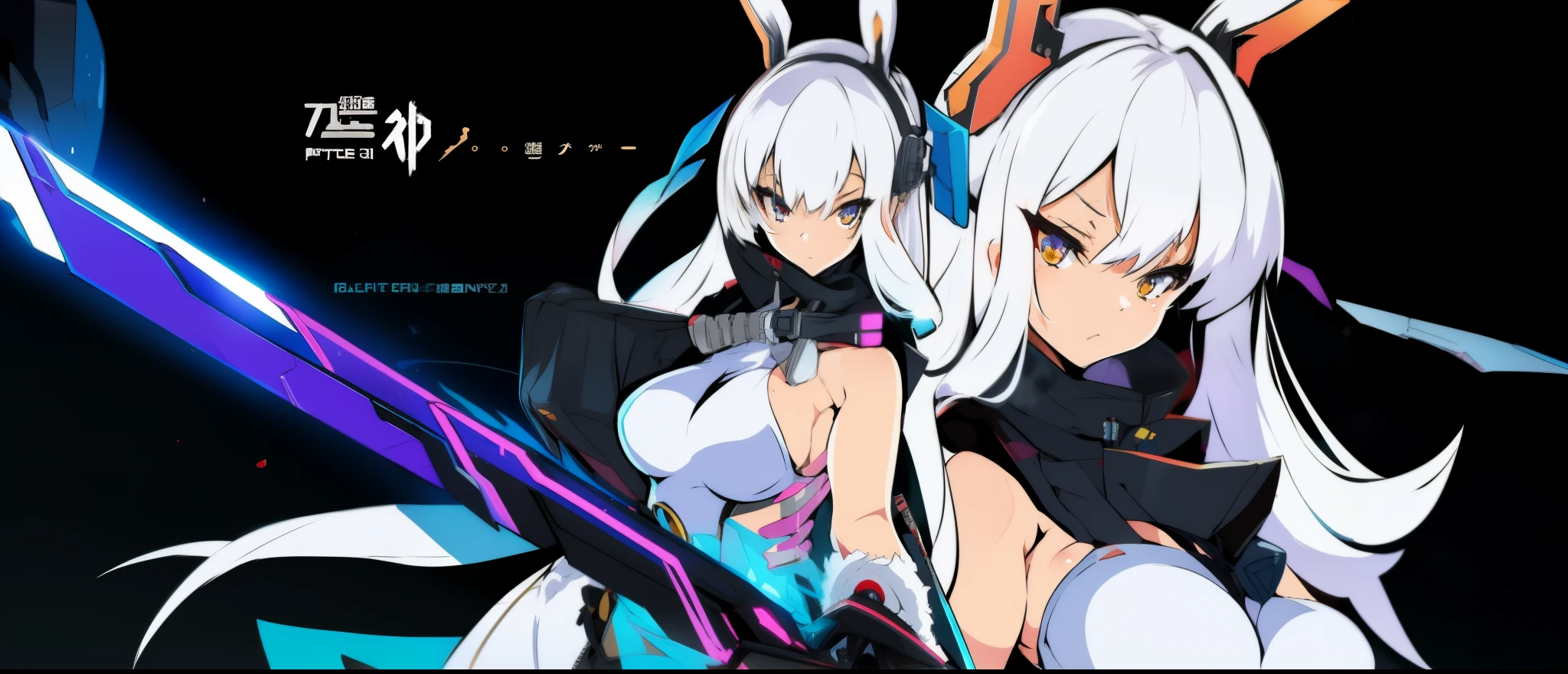 masutepiece,Best Quality,offcial art,the Extremely Detailed CG Unity 8K Wallpapers,1girll, Anime girl in a white dress with bunny ears and a sword, best anime 4k konachan wallpaper, Hajime Yatate, Seductive Anime Girl, biomechanical oppai, white haired god, nightcore, from the azur lane videogame, scales covering her chest, azur lane style, Ahegao, badass anime 8 K, an oppai cyberpunk