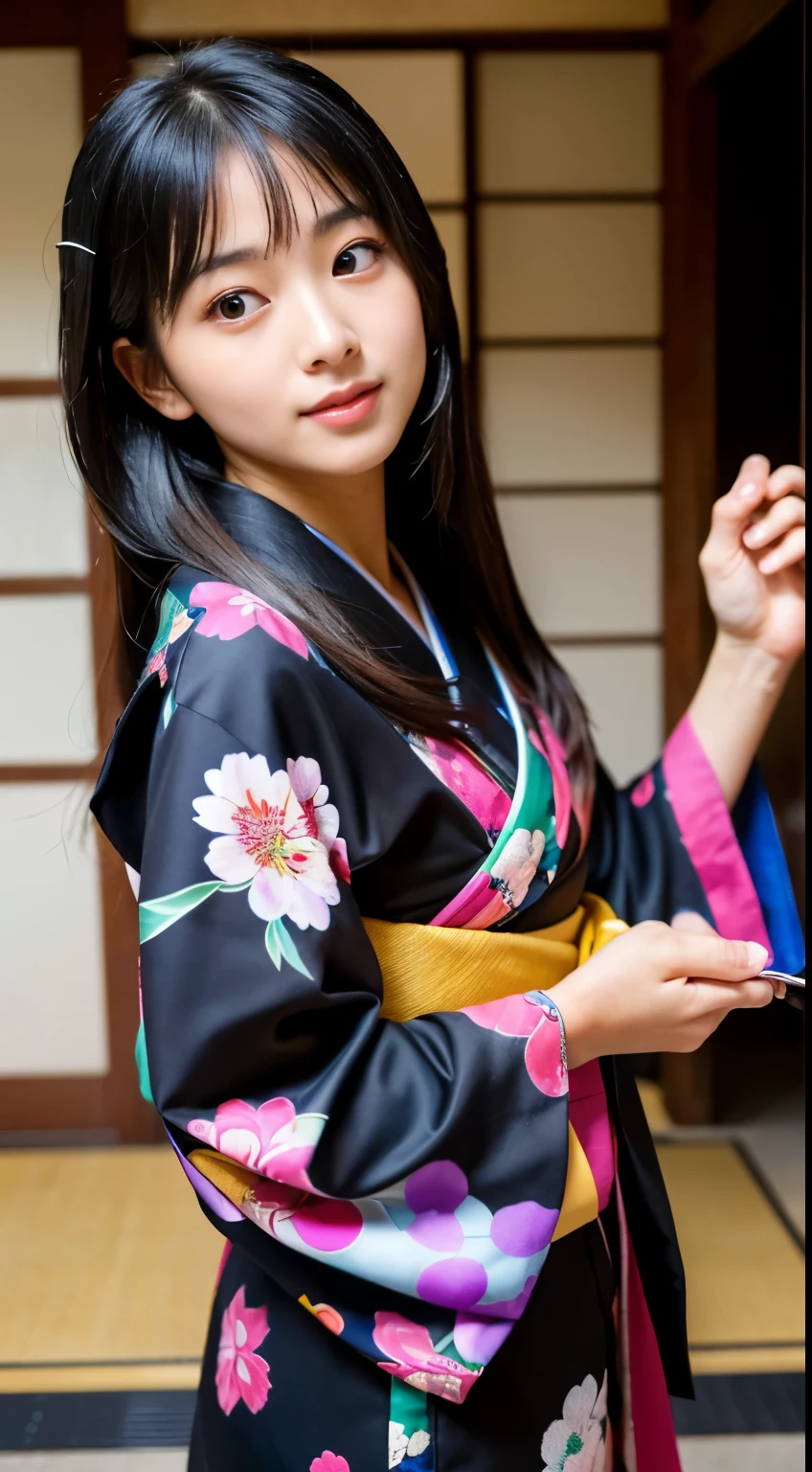 (BEST-QUALITY, MASTERPIECE, ULTRA-HIGH-RESOLUTION, (PHOTOREALISTIC:1.4), RAW-PHOTO, ULTRA DETAILED, PERFECT-ANATOMY),
1girl, 16-years-old, the most popular Japanese idol, having a lot of fun in home drinking party, ((((completely drunk))), wearing only colorful Japanese-KIMONO, extremely beautiful cute like a Japanese famous idol, (extremely beautiful big-black-eyes, extremely beautiful black-solid-circle-eyes), extremely beautiful and extremely realistic skins, extremely beautiful hair, detailed colorful-Japanese-KIMONO, upturned ass, leaning forward