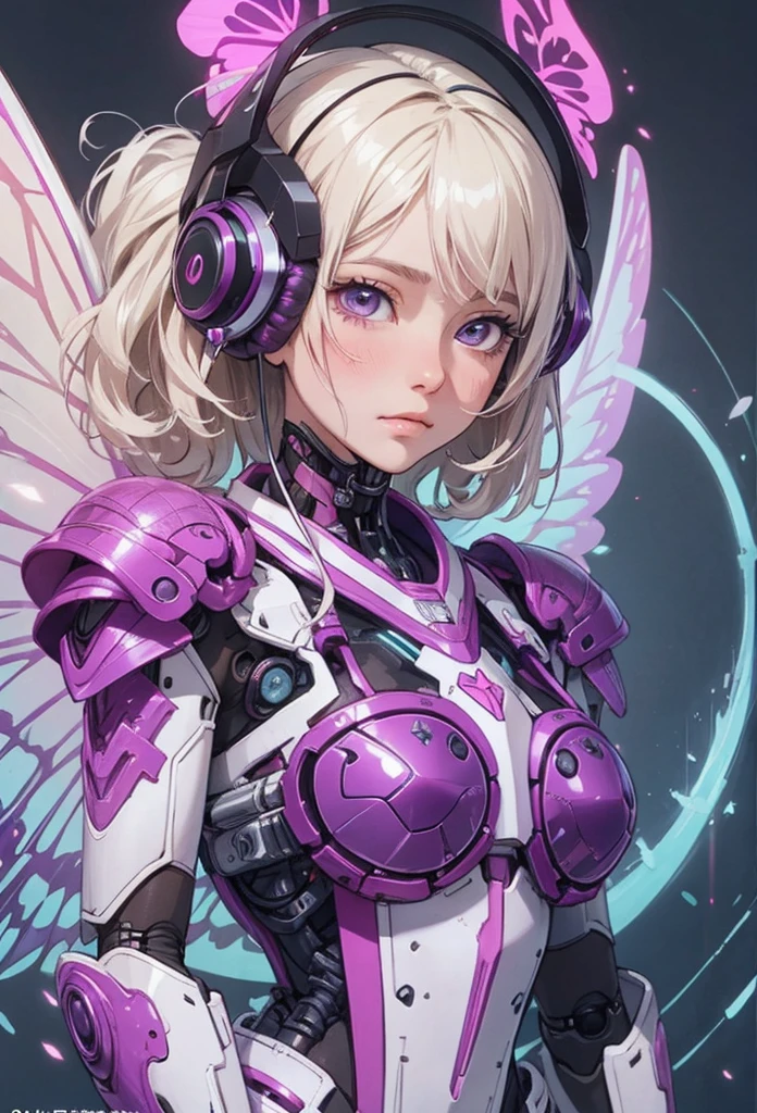 (Detailed illustrations,Very detailed and detailed drawing,Delicate lines with slow and rapid,Realistic texture expression),[Color tressed main line],[labo],[[HENTAI]] ANIME (CYBERGirl anime Beauty 13 years old Cyborg [Wavy Hair (platinum-blonde)]),([Butterfly wings] Magenta-pink Papillon cybernean armor [Aurora Armor] Fuselage only transparent material) Cyber Headset,(cybernetic),(Intricate and beautiful decoration [Dense detail]),(Fine and beautiful skin expression [Transparency]),[完璧な目のdetaileds (Iris beautifully drawn in every detail)[Jewel-like eyes]],[long and beautiful eyelashes],[Meticulously drawn hair [美しく艷やかな髪のdetaileds]],(完璧な手のdetaileds [Beautiful fingers without breakdowns [Beautiful nails]]),(Perfect Anatomy(Perfectly proportioned))[[Full body like]],[[Design built to the highest level]][Ideal color coordination(Accurate simulation of light-material interactions)],([Precision Detail](detaileds,high-detail)),[Visual art that conveys a sense of narrative].