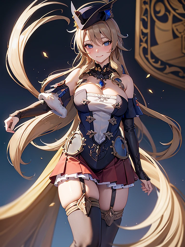 ((masutepiece, Best Quality, hight resolution, Perfect Pixel, 4K)), multiple girls, 2girls, full body seen, ((Beautiful eyelashes, Realistic eyes)), ((Detailed face, Blushing:1.2)), ((Smooth texture:0.75, Realistic texture:0.65, Photorealistic:1.1, Anime CG style)), Dynamic Angle, Perfect body, ((Santa Claus Costume, Red knitted hat, red and white off shoulder sweater, red and white flared skirt, Black garter stockings, Shy smile)) BREAK navia, BREAK clorinde