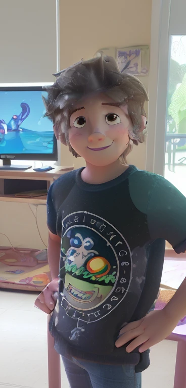 Cartoon character of a 7 year old boy, animation character, stylized character, Rendering animation styles, 3D estilizado, Arnold Maya render, 3D render estilizado, Toon renderizar keyshot, Personaje 3D, Personaje 3D, Renderizado 3D estilizado, Renderizado de 3 caracteres D, Personaje de dibujos animados, Personaje de primer plano, Pose del personaje,  (estilo pixar) (Pieza maestra:1.2) (Bokeh) (La mejor calidad) (Piel detallada) (Textura detallada) (8k) (arcilla) (cinematic lighting) (foco nítido