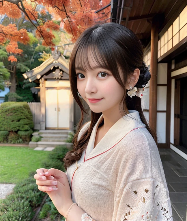 professional lighting,(Photoreal:1.4), (Top image quality:1.0), (超A high resolution:1.0), 8k, Raw photography, (masterpiece:0.2), (Pueros face_v1:0.5)、(highest quality Detail:1.2)、realistic、8k UHD、High resolution、(1 girl:1.2)、Super detailed、High quality textures、intricate details、detailed、Very detailed CG、High quality shadows、detailed Beautiful and delicate face、Beautiful details and delicate eyes、(symmetrical eyes:1.2),Depth of the bounds written、ray tracing,1 girl, japanese girl, (natural smile:1.4),cute, thin, Portrait of a beautiful Japanese woman wearing a kimono, Standing elegantly on a street corner in Kyoto. A kimono with bright traditional patterns, Hair decorated with an elegant and delicate hairpin, and a gentle expression. (Against the backdrop of the old streets of Kyoto:1.4)、soft light on a spring afternoon、adds tranquility to the scene. Rendered in a realistic style with great attention to detail, High resolution images.s ky porn, magic hour, (realistic:1.3), finely, quality, (table top:1.2), (realistic:1.2), (highest quality), (Complex details), dramatic, ray tracing, photograph, +roller