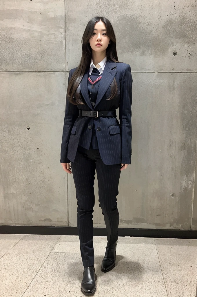 ((Full body)), Ultra-realistic capture, Highly detailed, 人間の皮膚のhight resolution16kクローズアップ. Skin texture must be natural, With enough detail to finely identify pores. Skin should look healthy, In a uniform tone. Use natural light and color, striated hair, striated hair, Long hair, ((Full body)), Stand against the wall,From below,Uhard disk, retinas, masutepiece, ccurate, Anatomically correct, Super Detail, Textured skin, high details, High quality, Best Quality, hight resolution, 1080p, hard disk, 4K, 8K