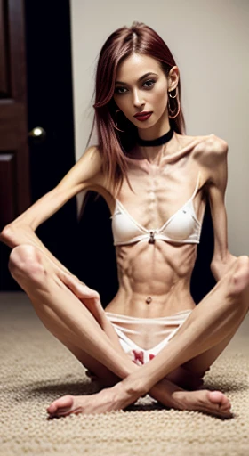 realistic anorexic nude Photograph of an anorexic emaciated extremely skinny Malaysian female model  - SeaArt AI