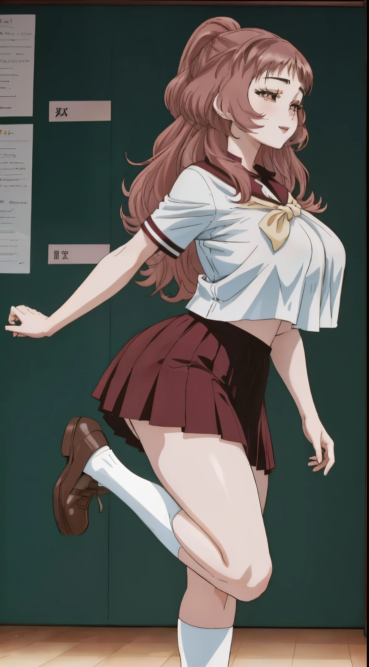 (full body view) (from from side)One beautiful girl bent forward, an ultra-realistic beauty, legs in different directions, school uniform, short skirt, short sleeve shirt, white shirt school uniform, long hair, Spicy pose, a slight smile, trappings, flower in the hair, stockings, Background, VLOP and Sakimichan, ross tran 8 k, Maximum detail of the genitals, Maximum breast detail, Maximum facial detail, realistic eyes, realistic Nose, Realistic smile, Ultra Detail, huge breast, huge_breasts, huge_breasts, huge_breasts, thicc, panty, very short skirt, hot, sexy, mature, ecchi