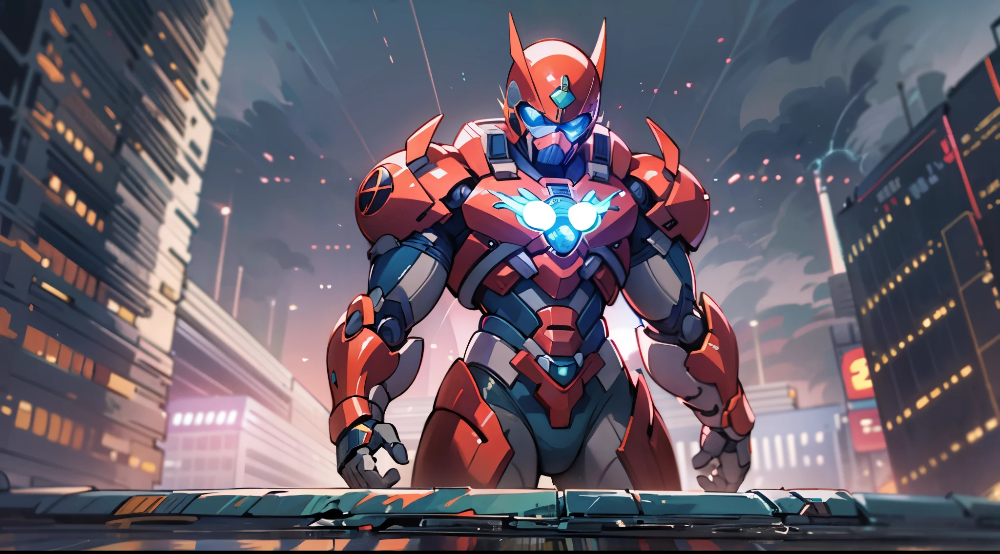 A superhero, a high-tech biotech battle suit, standing on a rooftop, looking over the city, Japanese tokusatsu and American comic style, biometallic texture of the suit, sleek and shiny, dynamic, metallic, sophisticated design, high definition, best quality, highres, ultra-detailed, ultra-fine painting, exquisite and mature, extremely delicate, professional, anatomically correct, creativity, UHD, HDR, 32k, Natural light, cinematic lighting, best shadow, masterpiece-anatomy-perfect, masterpiece