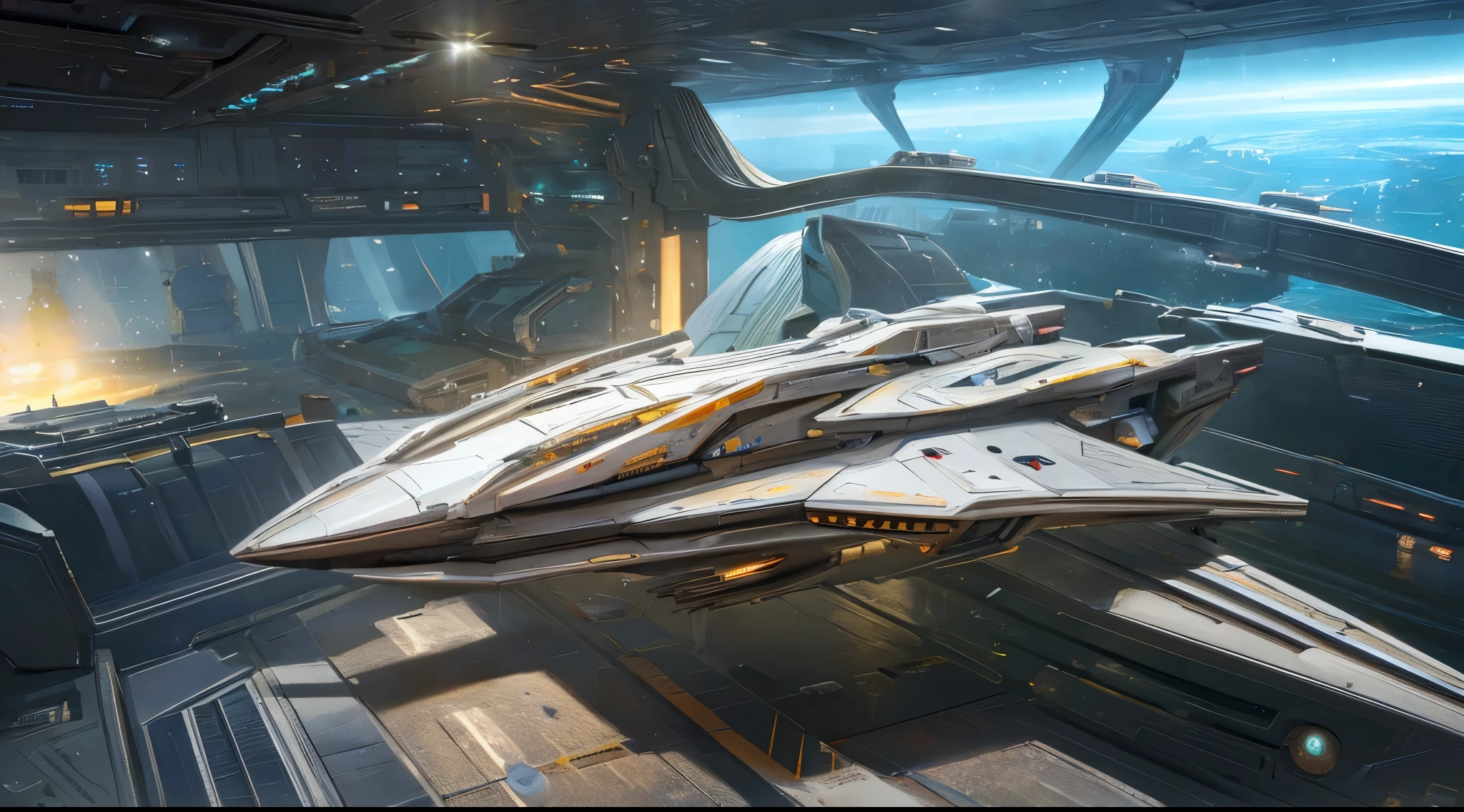 masterpiece, highest quality, (very detailed), the most beautiful artwork in the world, space ship, star citizen, elite dangerous