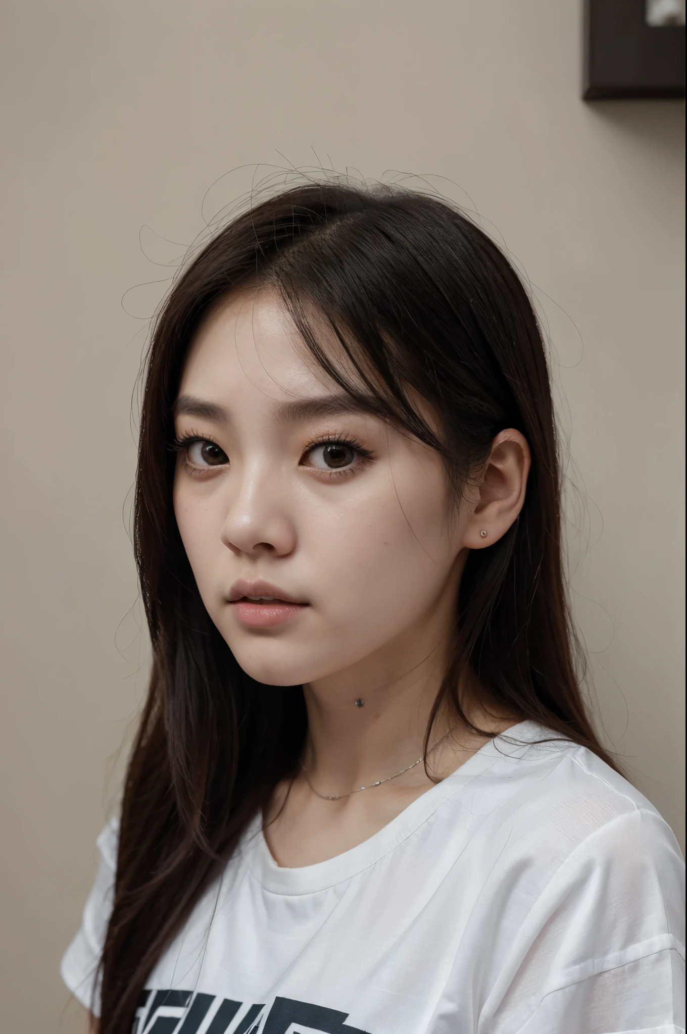 Un primer plano de una mujer con el pelo largo y una camisa negra, maquillaje popular de Corea del Sur, Maquillaje coreano popular, ulzzang, Chica coreana, Hermosa mujer surcoreana, cruel korean goth girl, Retrato de Blackpink Jossi, de cara redonda, Foto de perfil de la foto de la cabeza, pale round face, Joven y adorable rostro coreano, Wan adorable cara coreana, Rasgos de la cara coreana