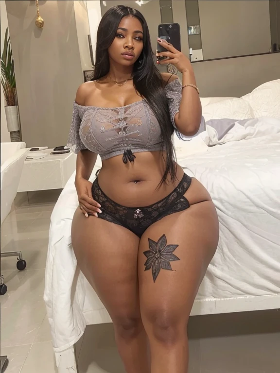 Highly detailed image, Dominican woman with black clothes on, highly detailed clothing, highly detailed face and eyes, curvaceous booty