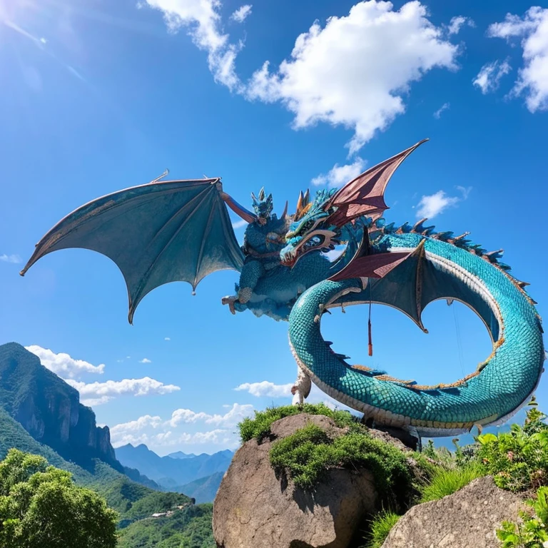 Chinese style dragon、blue-sky、Rugged mountains々、
