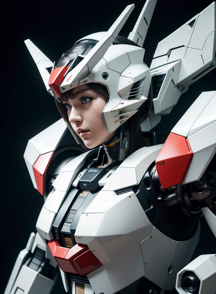 Textured skin, Super Detail, high details, High quality, Best Quality, hight resolution, 1080p, hard disk, Beautiful,(Gundam),beautiful cyborg woman,Mecha Cyborg Girl,Battle Mode,Girl with a Mecha Body,She wears a futuristic Gundam mecha,Fulll body Shot
