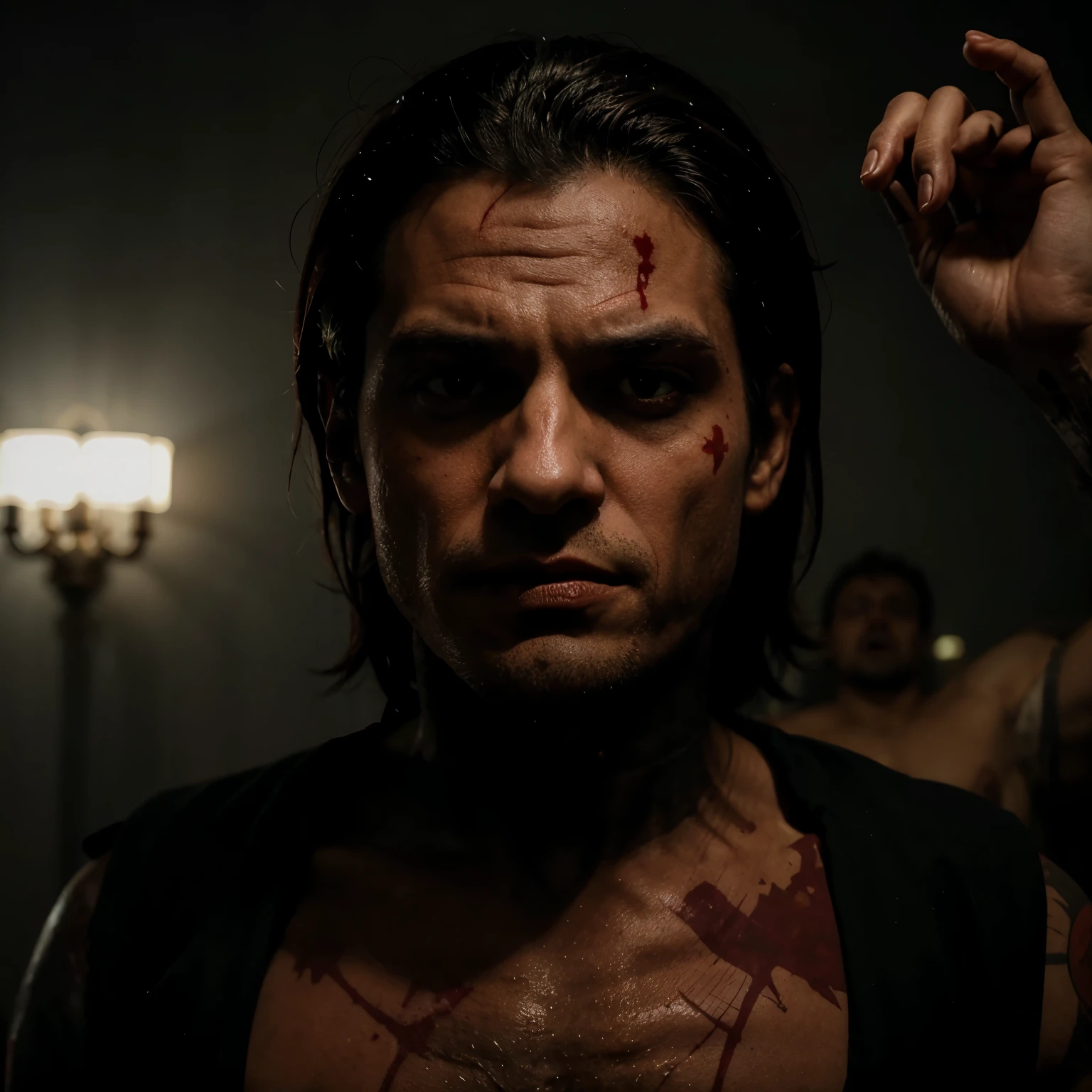evil man being tortured by satan