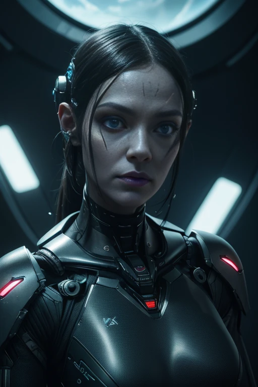 a close up of a person with a weird face and a weird head, from a 2 0 1 9 sci fi 8 k movie, movie still of a alien cyborg, movie still of the alien girl, unreal engine : : rave makeup, cyborg goddess in cosmos, love death + robots, sci - fi film still, ash thorp, vfx film closeup